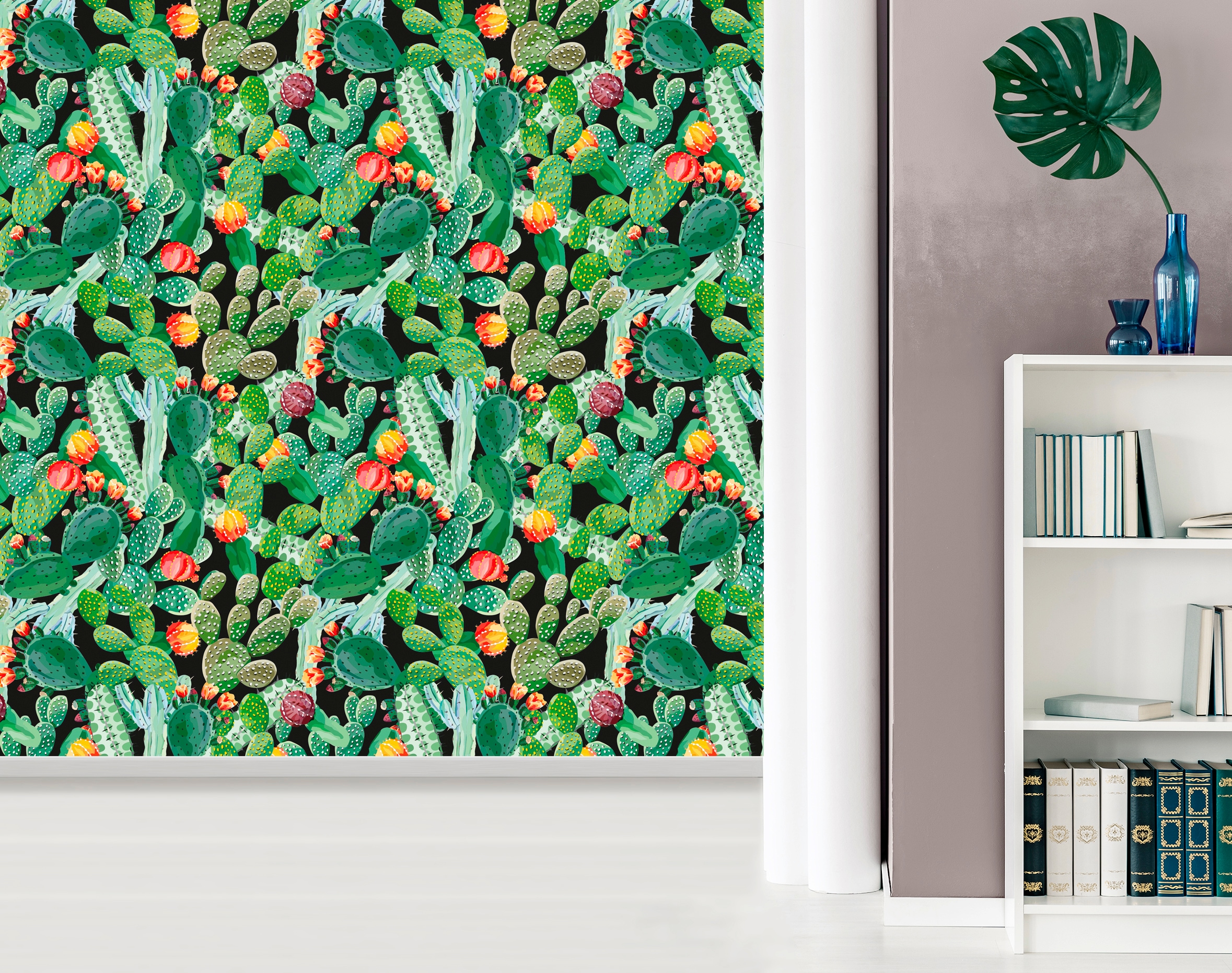 queence Vinyltapete »Enni«, bedruckt-Motiv-botanisch-floral-gemustert-natürlich, 90x250cm, selbstklebend, kinderleichte Anbringung, Sticker