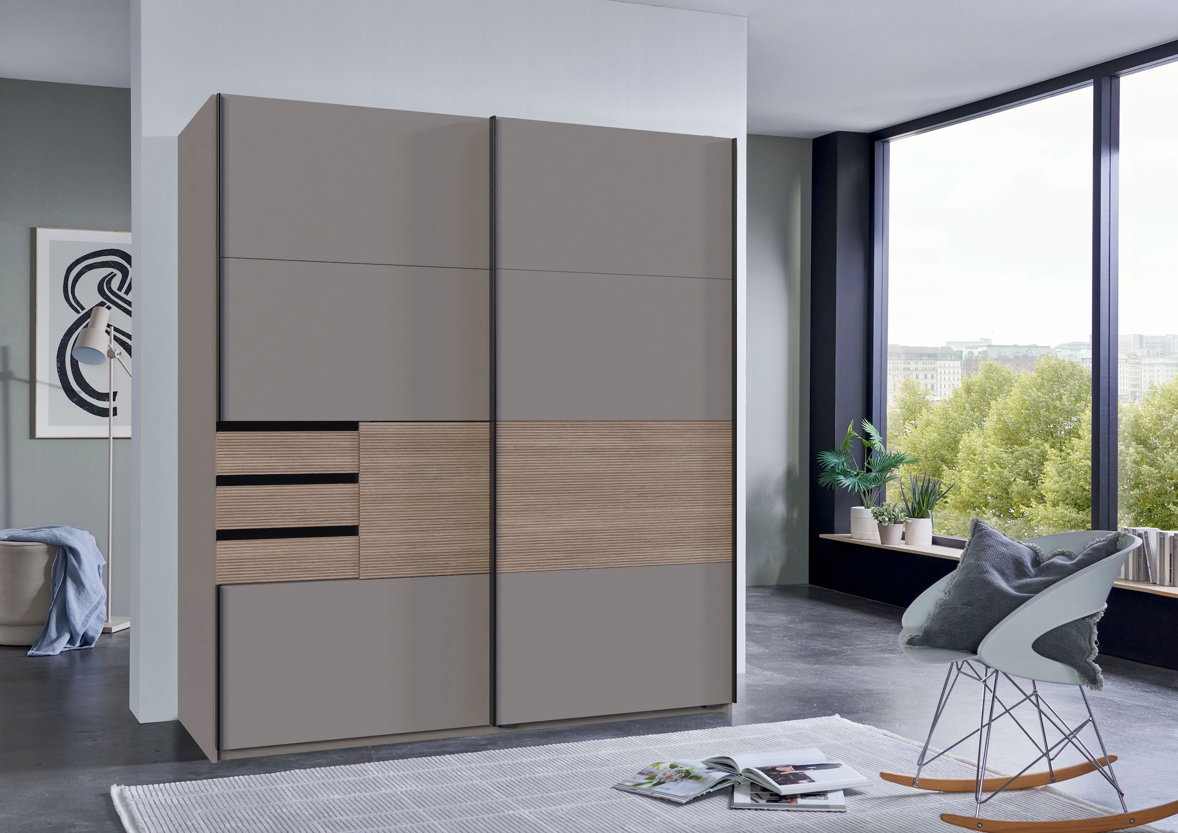 Wimex Schwebetürenschrank »Bremen in der Breite 180cm, wahlweise mit Spiegel« mit moderner Multiplex Optik, inkl. Schubladen