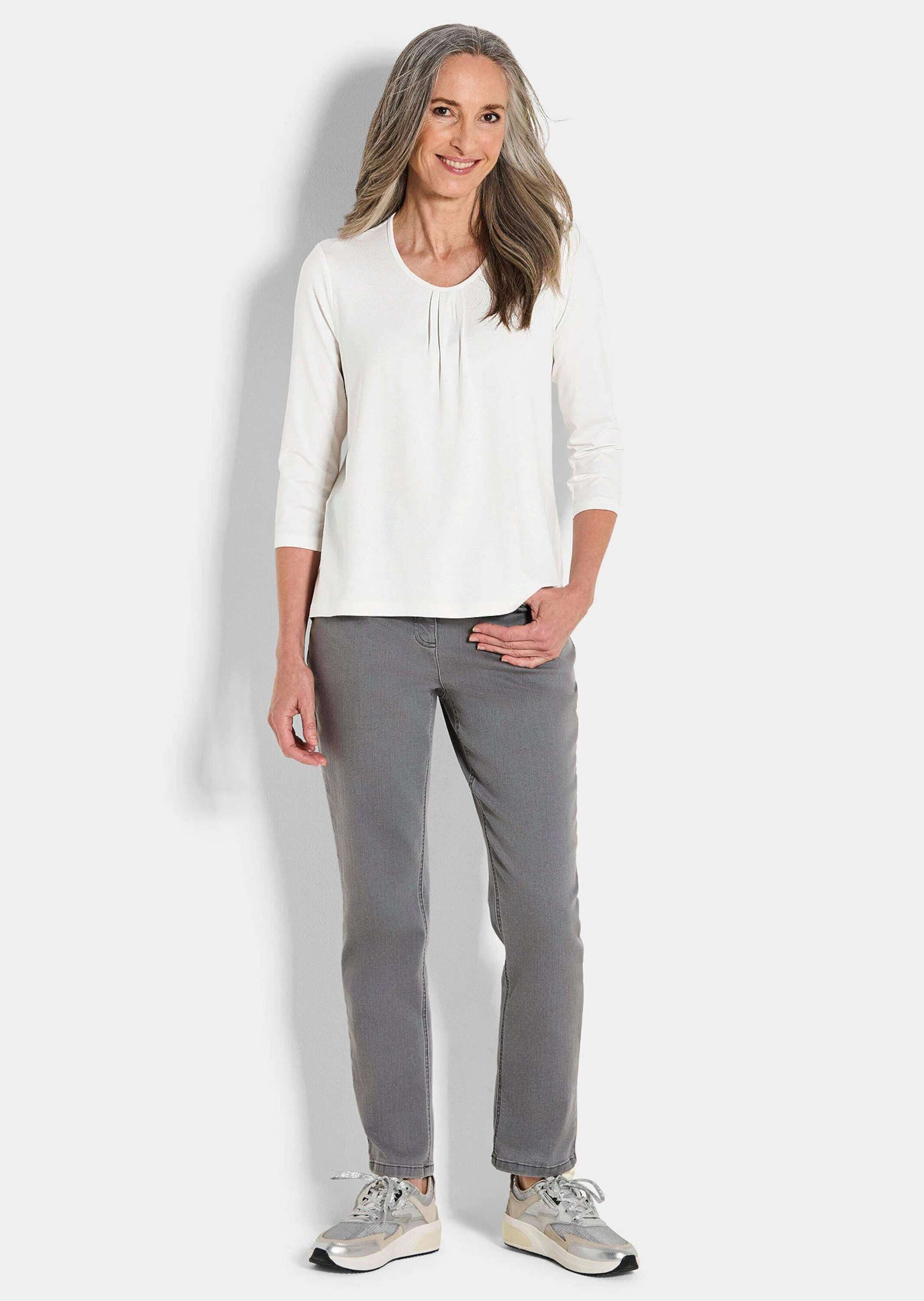 GOLDNER Kurzarmshirt »Viskose-Oberteil mit Halbarm« Falten