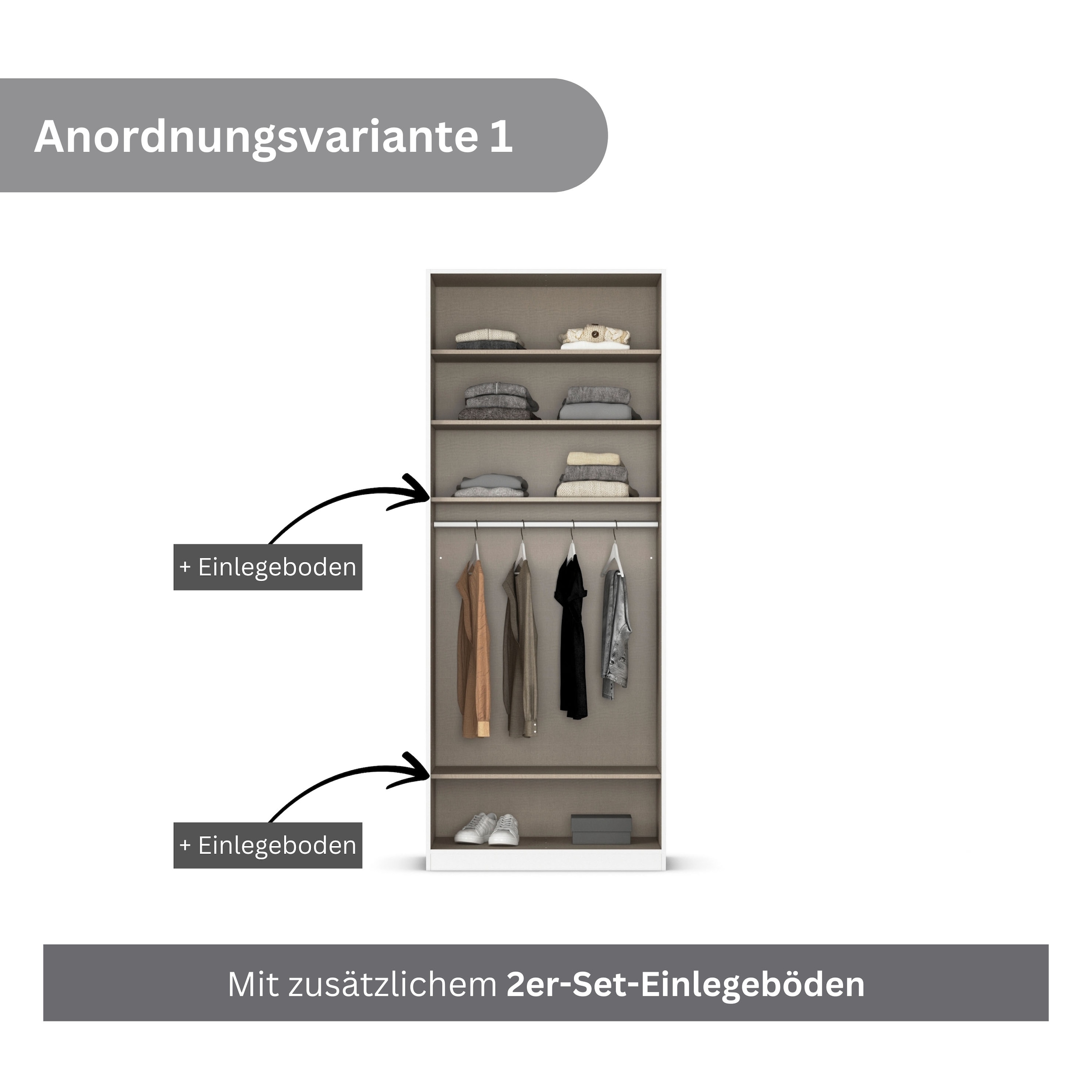 rauch Drehtürenschrank »Kleiderschrank Schrank Garderobe AGORDO mit Dekor- oder Hochglanzfront«, (in zwei Griff-Farben), durchdachte Innenausstattung, in 6 Breiten und 2 Höhen MADE IN GERMANY
