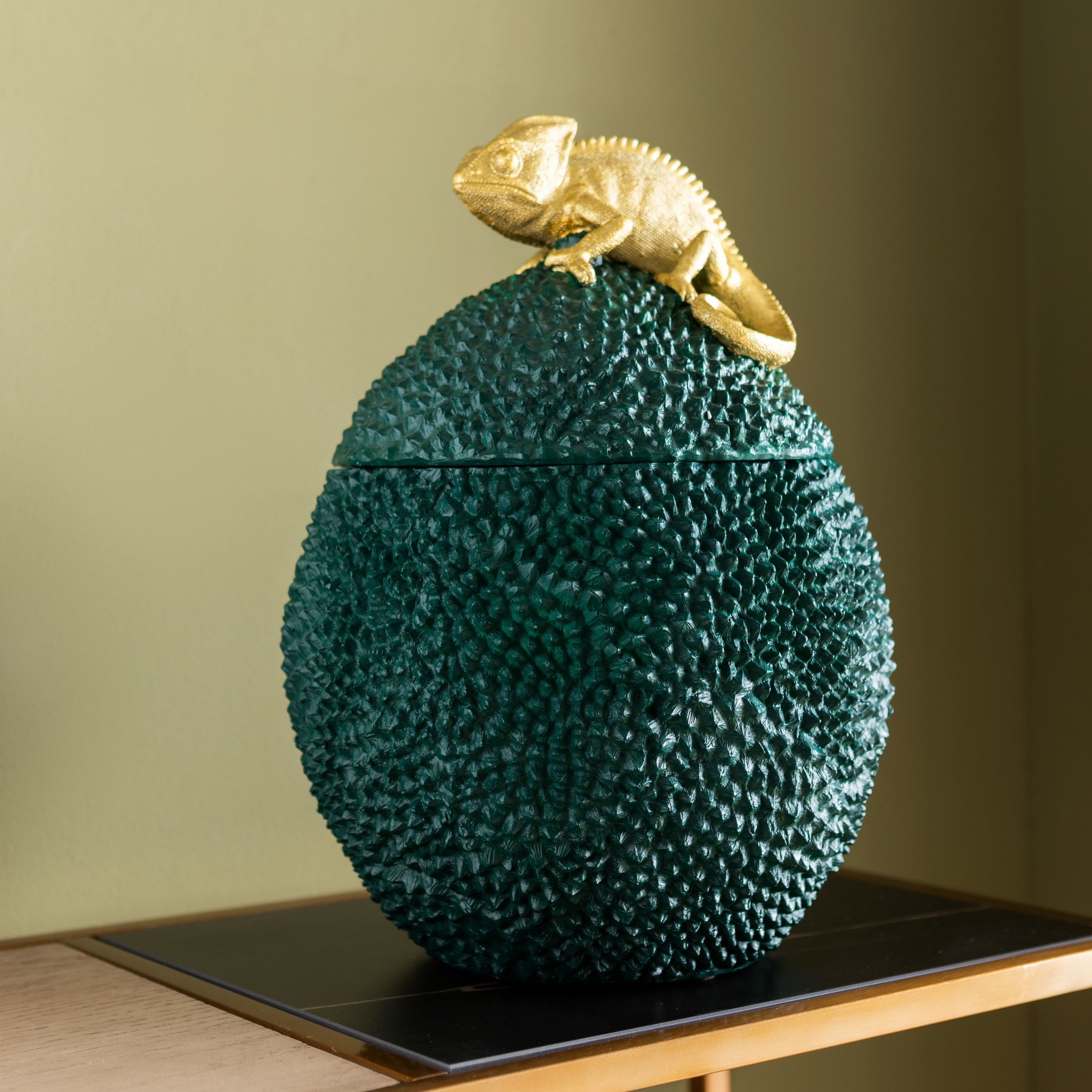 Kare Design Dose »Dekodose Jackfruit Chameleon 41cm« ideal für Schmuck, Schlüssel, Kleingeld, Haargummis u.a. Kleinteile
