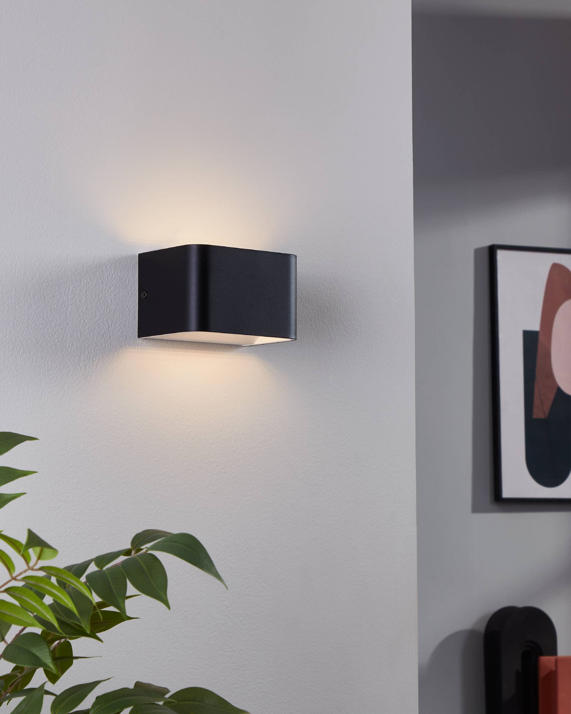 EGLO Wandleuchte »Sania 4 Wandlampe, Wandspot, Aluminium, Up and Down Leuchte, Flurlampe« LED-Modul 1 Stk. Warmweiß Wand-/Deckenleuchte - L13 x H8 x AL9 cm - schwarz, weiß - 6W inkl.