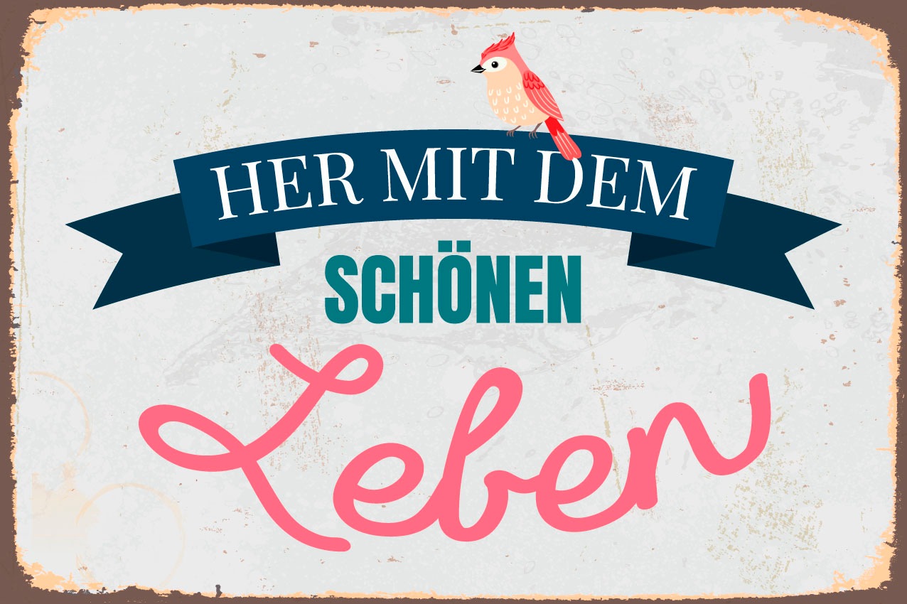queence Metallbild »Schönes Leben«, Schriftzüge-Schriftzug-Sprüche-Sprüche & Texte, (1 St.), Stahlschild, Blechschild, Sprüche, Texte