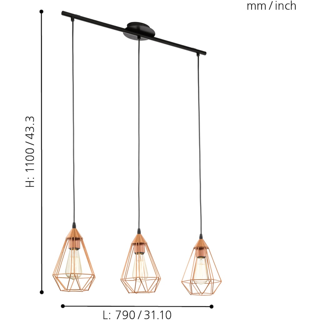 EGLO Pendelleuchte »TARBES«, 3 flammig-flammig