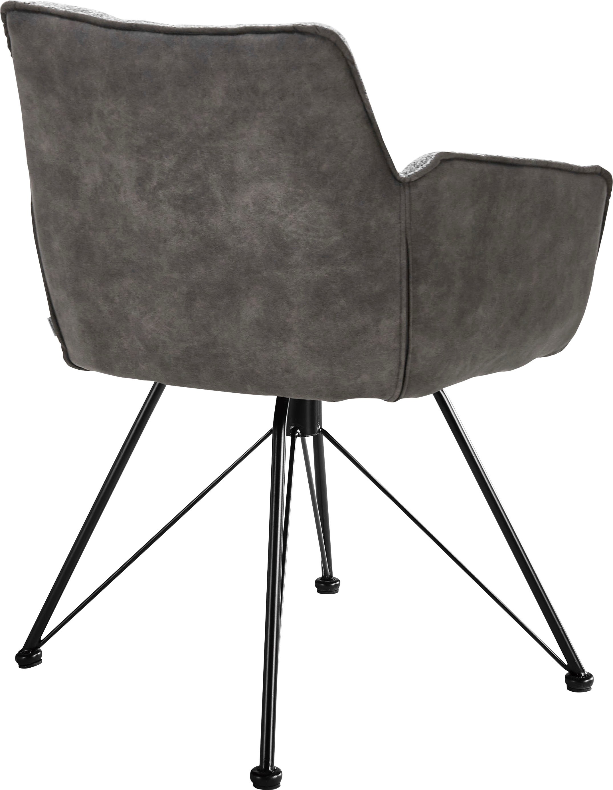set one by Musterring Esszimmerstuhl »Frisco-B«, (Set), 2 St., Microfaser-Chenille, Bezug innen Chenille und außen Microfaser, Design-Gestell schwarz