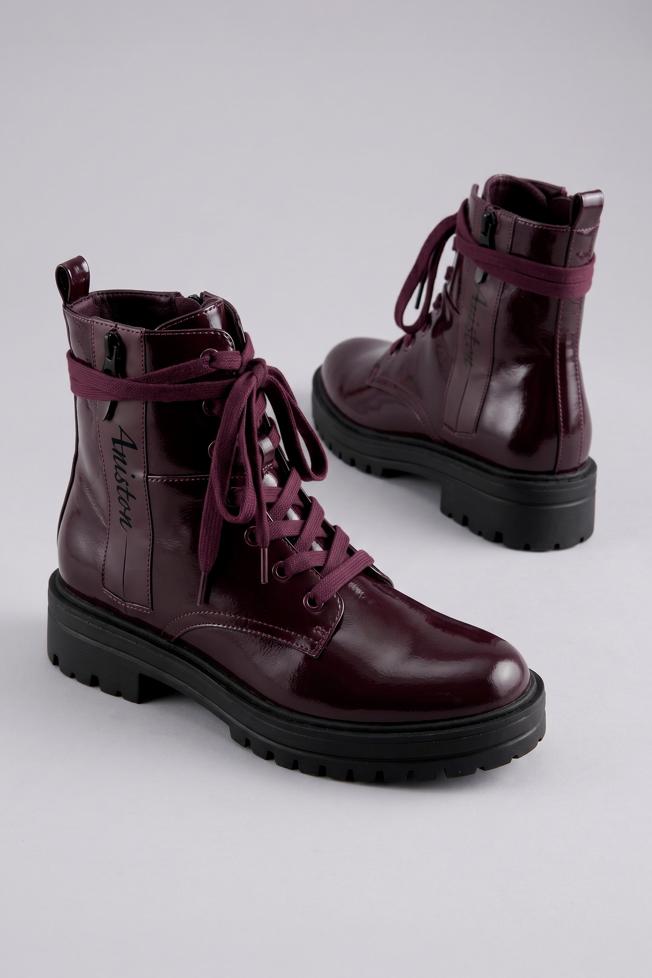 Aniston SHOES Schnürboots  Ankle Boots mit Reißverschluss, in Glanz-Optik - NEUE KOLLEKTION