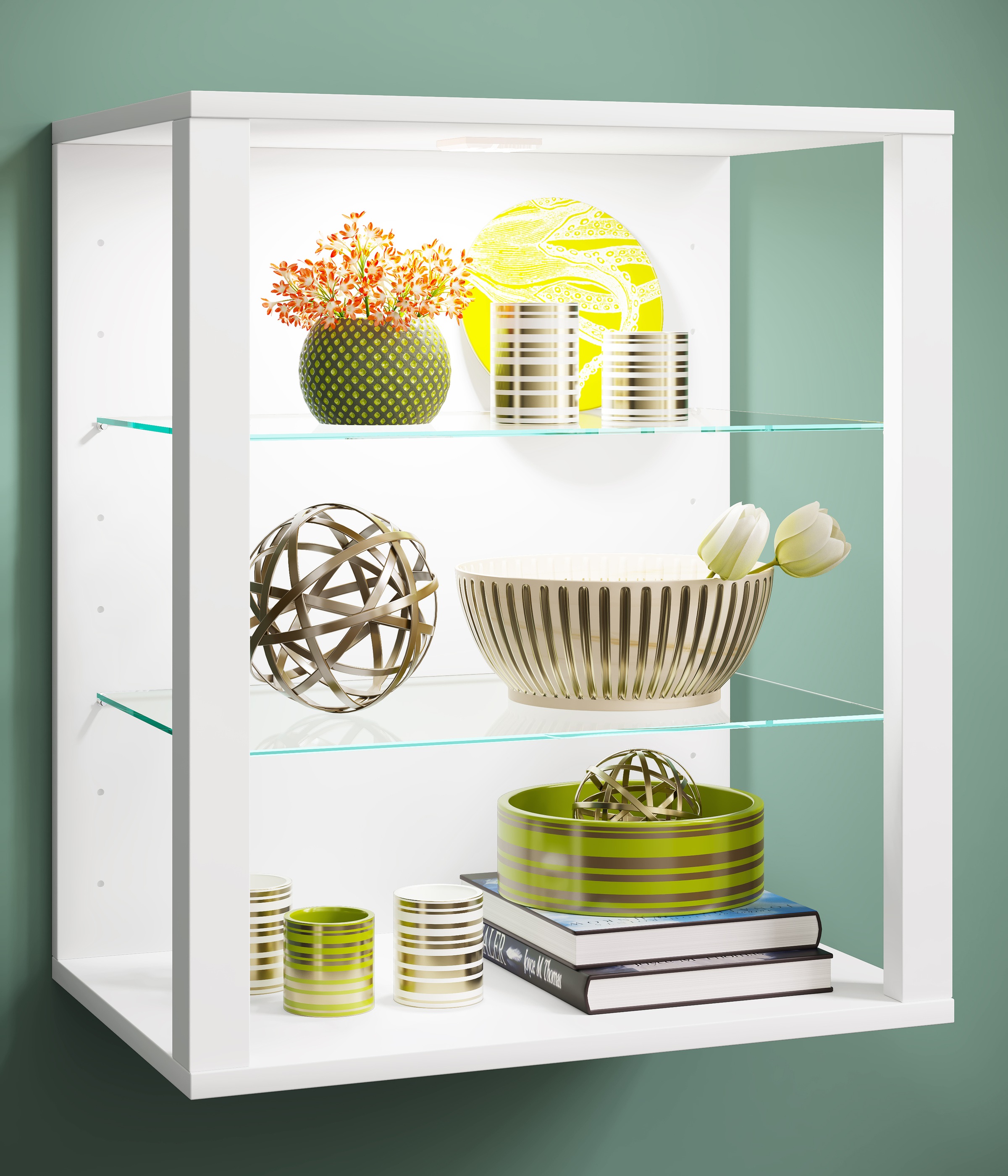 VCM Wandregal »VCM Vitrine hängend | Vitrine ohne Glasfronten | Maße ca. H. 60 x B. 52 x T. 35 cm | Hängevitrine | Modern und platzsparend | Vitrinenschrank - Glasol S«
