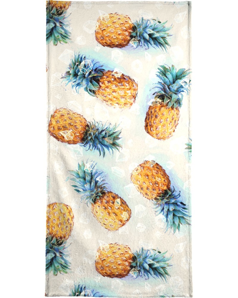 Juniqe Strandtuch »Pineapples + Crystals«, (1 St.), Weiche Frottee-Veloursqualität