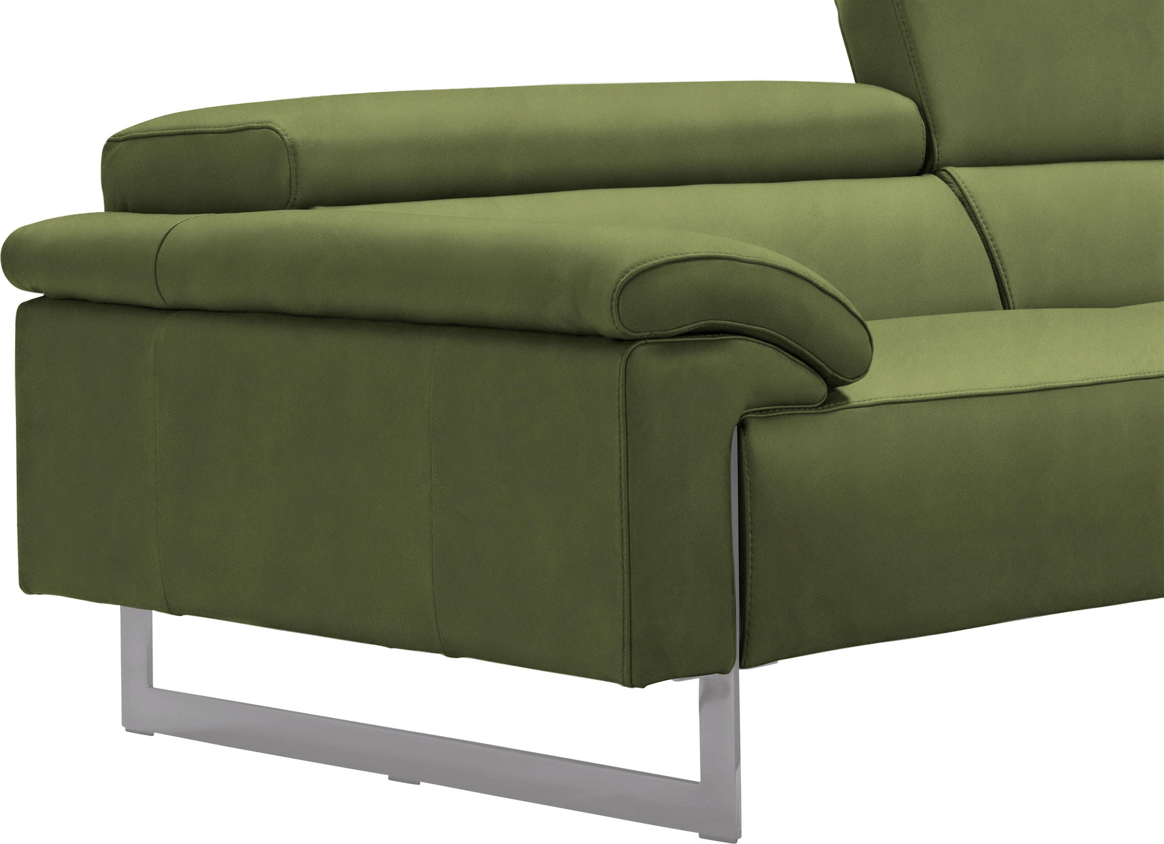Egoitaliano 2,5-Sitzer »Malika, Designsofa mit hohem Sitzkomfort, edel und bequem«, inkl. Kopfteilverstellung und chromfarbenen Metallfüßen