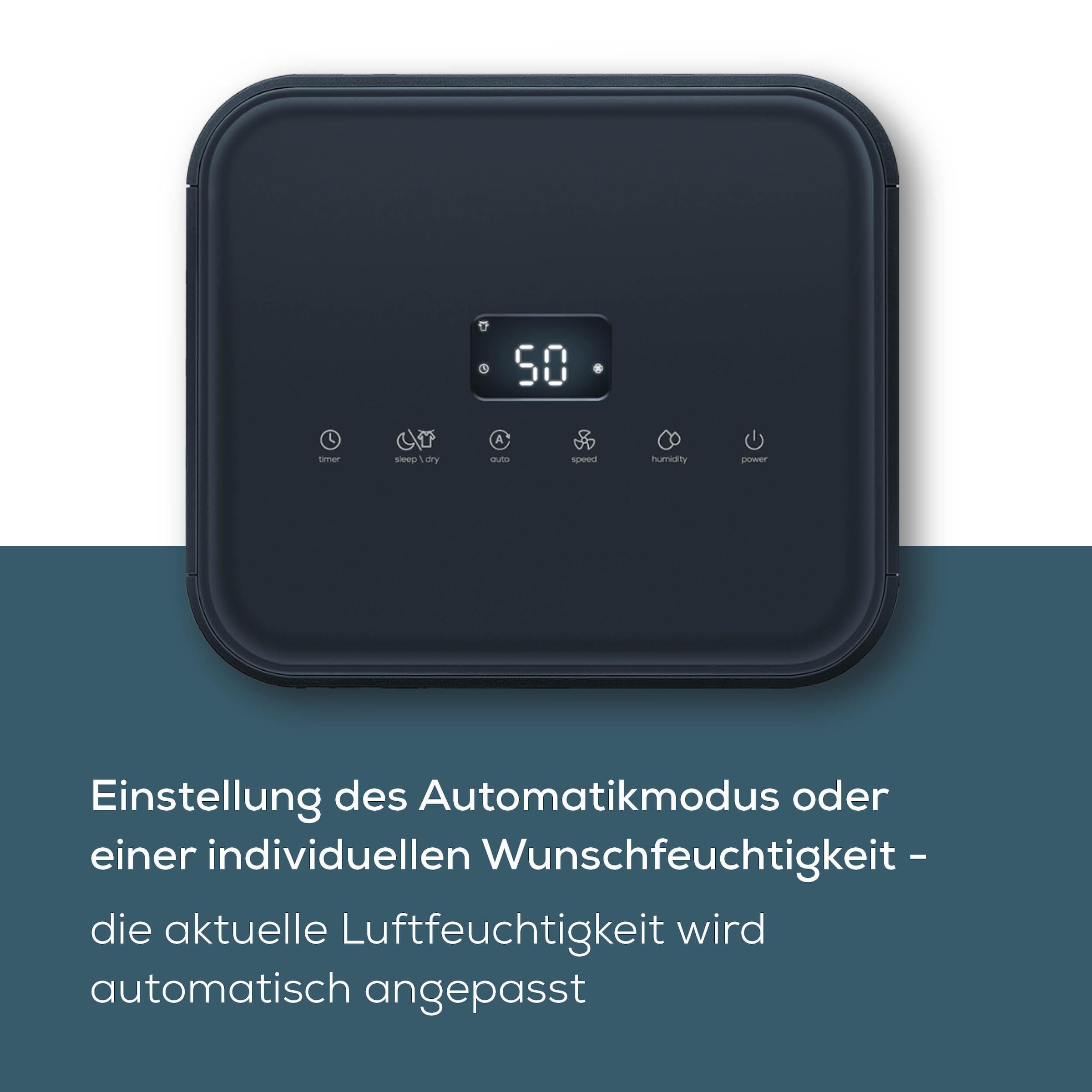 BEURER Luftentfeuchter »LE 150, leistungsstarke Entfeuchtung bis zu 12 Liter pro Tag« Entfeuchtung 12 l/Tag Tank 2 l Mit Automatikmodus, Einstellung der Wunschluftfeuchtigkeit, Nachtmodus