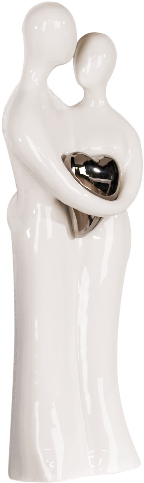 GILDE Dekofigur »Skulptur Paar, weiss/silber«, (1 St.), Dekoobjekt, Höhe 70 cm, Pärchen, aus Keramik, Wohnzimmer