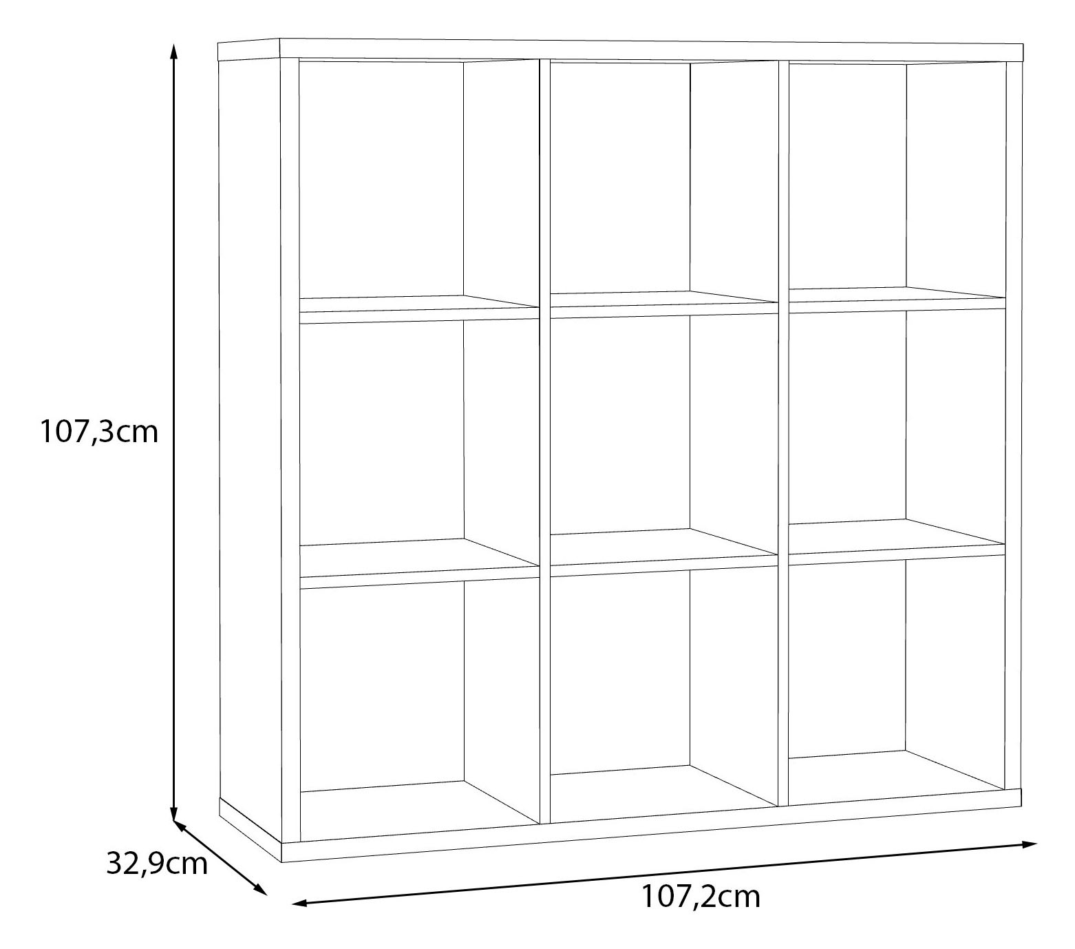 FORTE Standregal »Mauro« Fachgröße 33x33cm, 4 Fächer