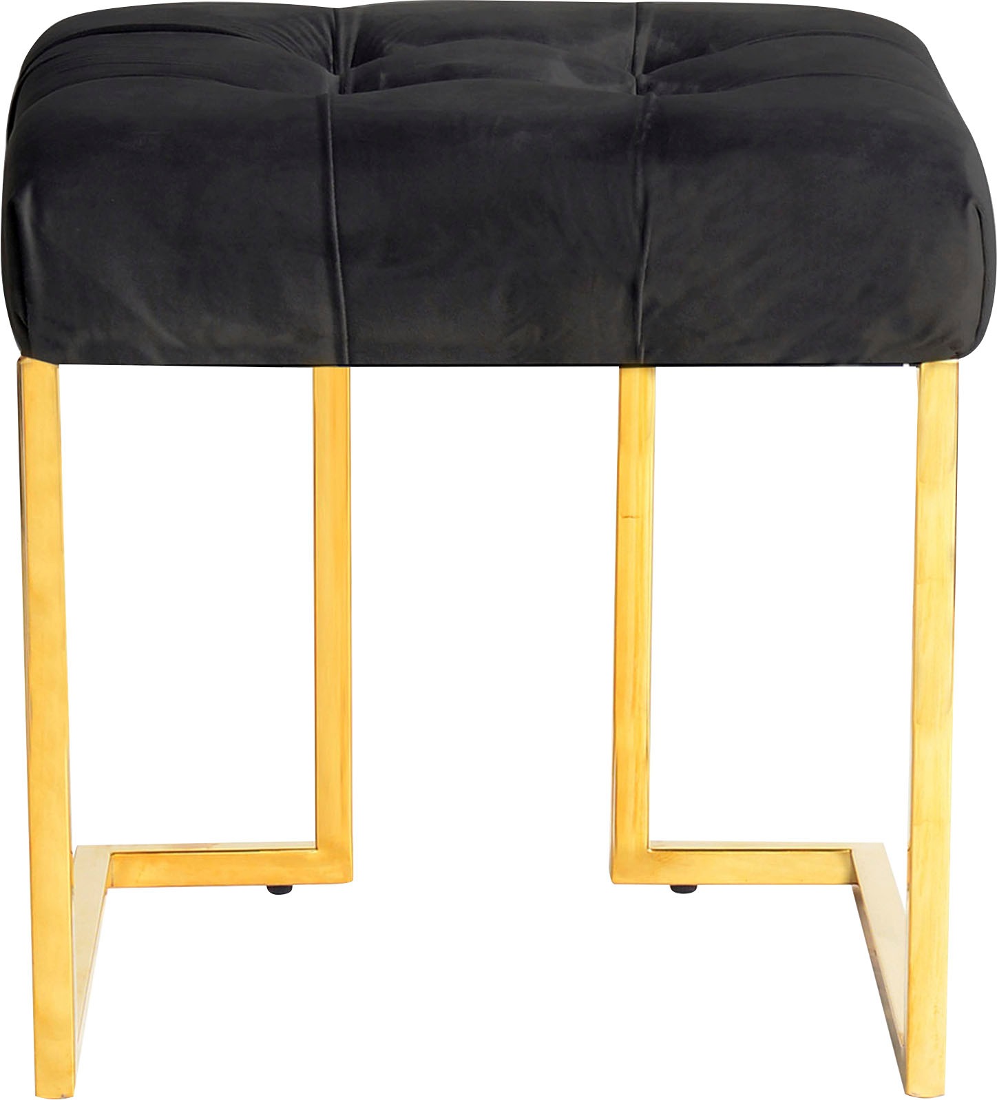 Kayoom Sitzhocker »Hocker Rare, Edler Touch durch goldenes Gestell«, (1 St.), eckig, samtweich, gesteppt, mit Zierknöpfen, Edelstahlgestell