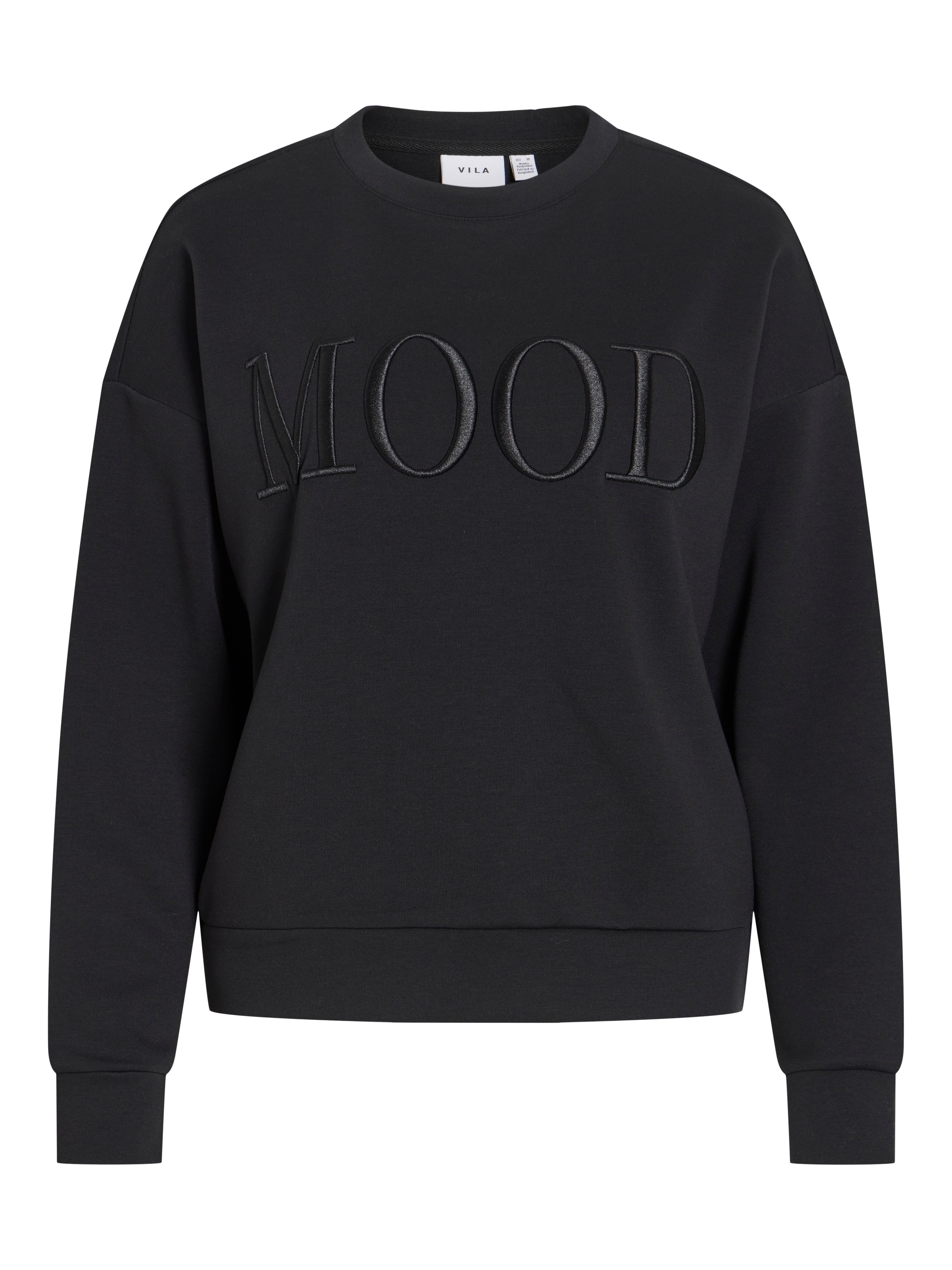 Vila Sweater »VIREFLECT MOOD EMB L/S SWEAT TOP/R/3«, Materialmix, loose fit
