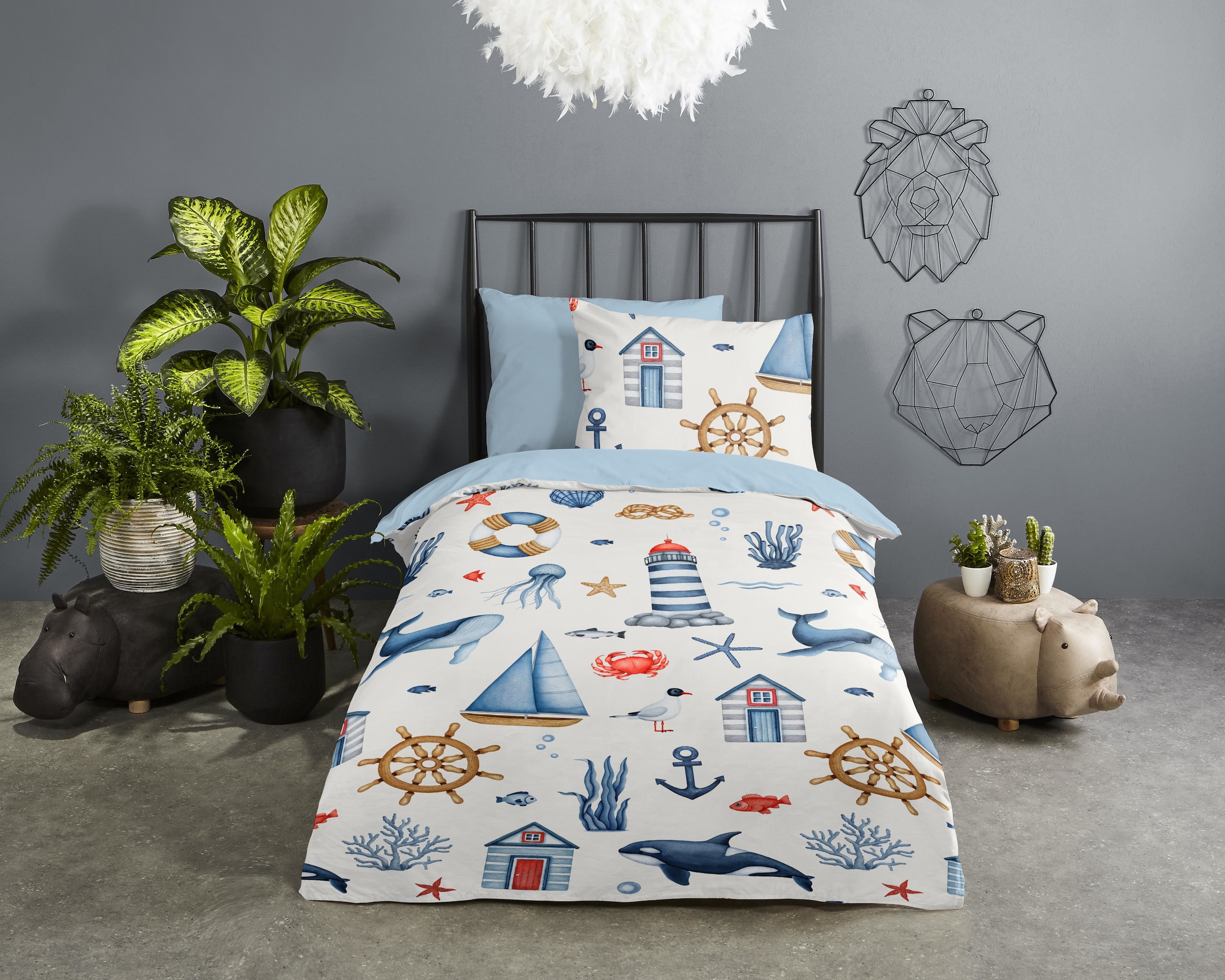 good morning Babybettwäsche »Ahoy«, 100% Baumwolle, Reißverschluss, Wendeoptik, Baby, Kind, Maritim