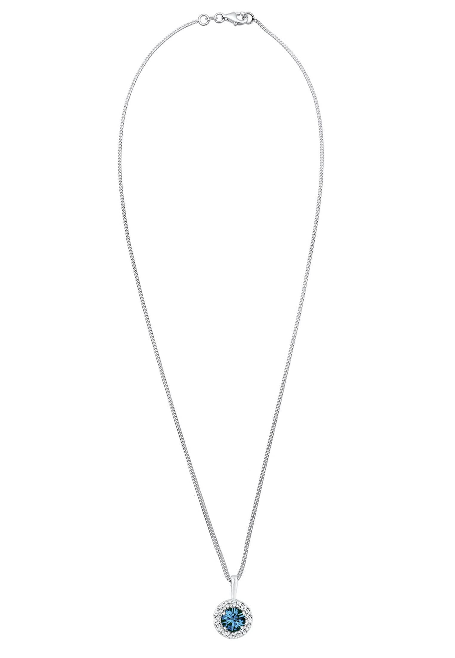 Elli Silberkette »Halskette Rund Solitär Blau 925 Sterling Silber, mit Kristallen von Swarovski®«