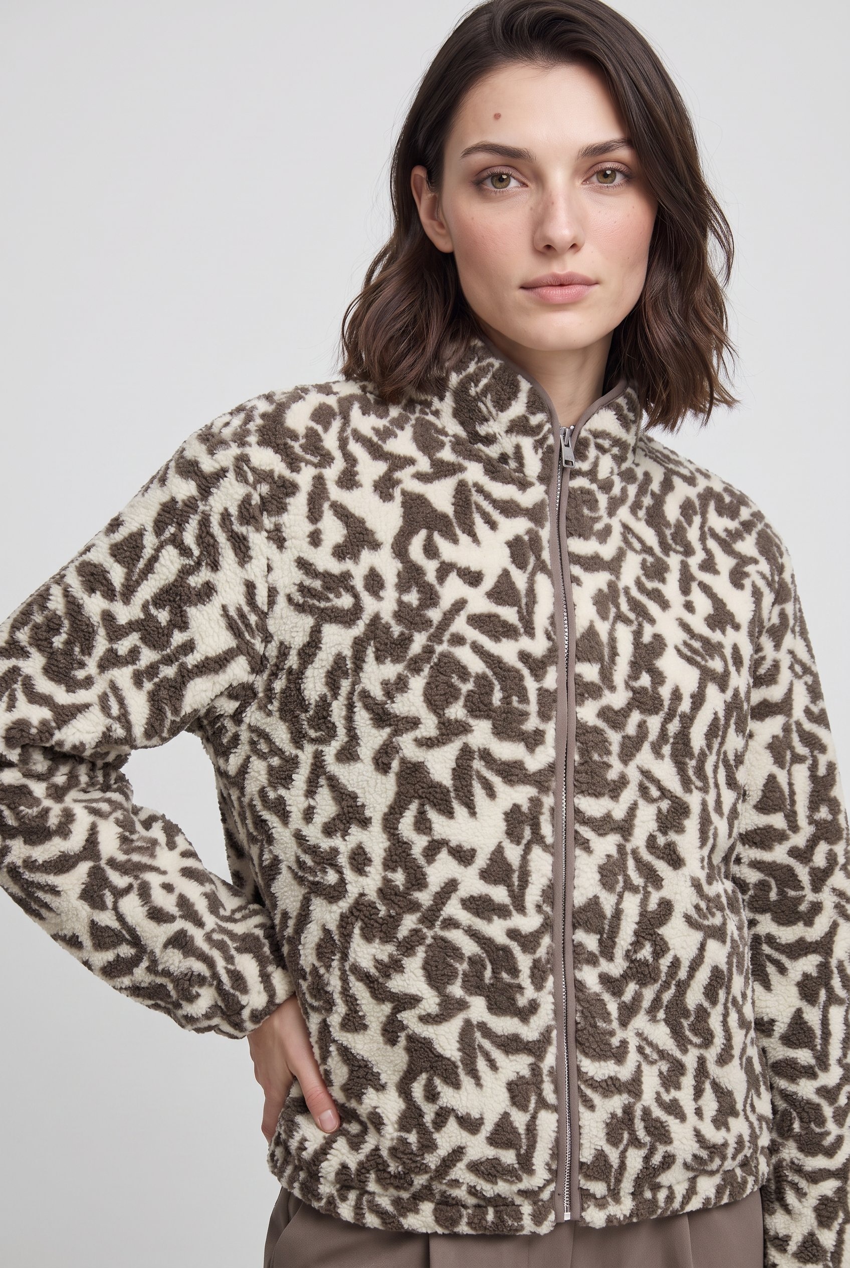 ONLY CARMAKOMA Fleecejacke »CARNEW DALLAS L/S HIGHNECK JCKT SWT OTW« Polyester