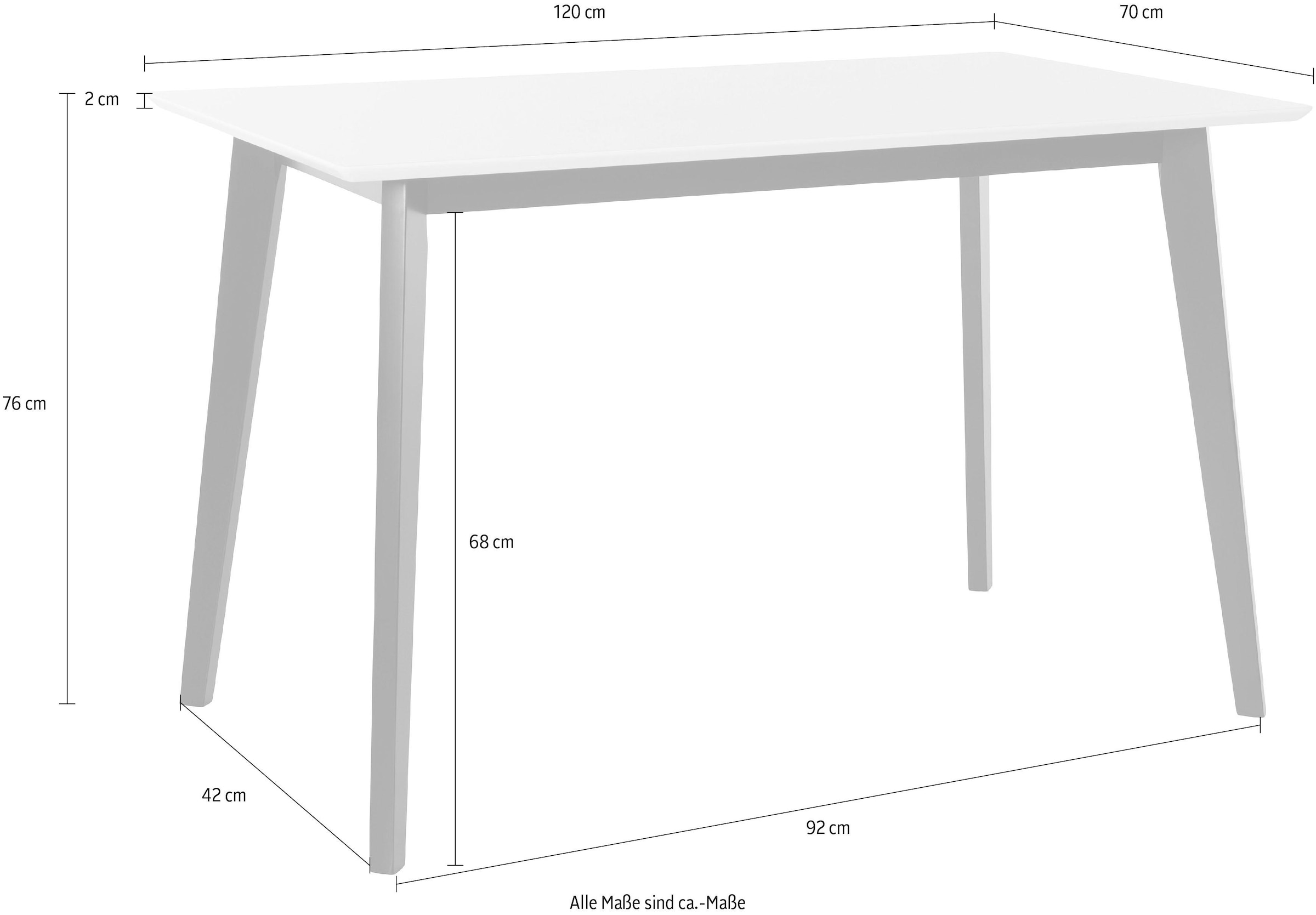 INOSIGN Esstisch »Cody«, mit Beinen aus Massivholz eckige MDF-Tischplatte, in 2 Farbvarianten