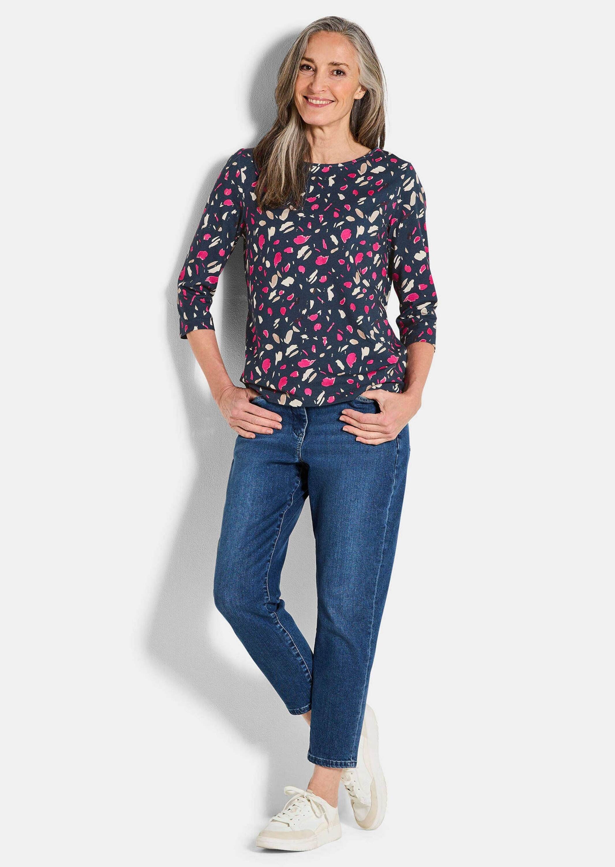 GOLDNER Kurzarmshirt »Florales Jerseyshirt mit Paisley-Muster« U-Boot-Ausschnitt