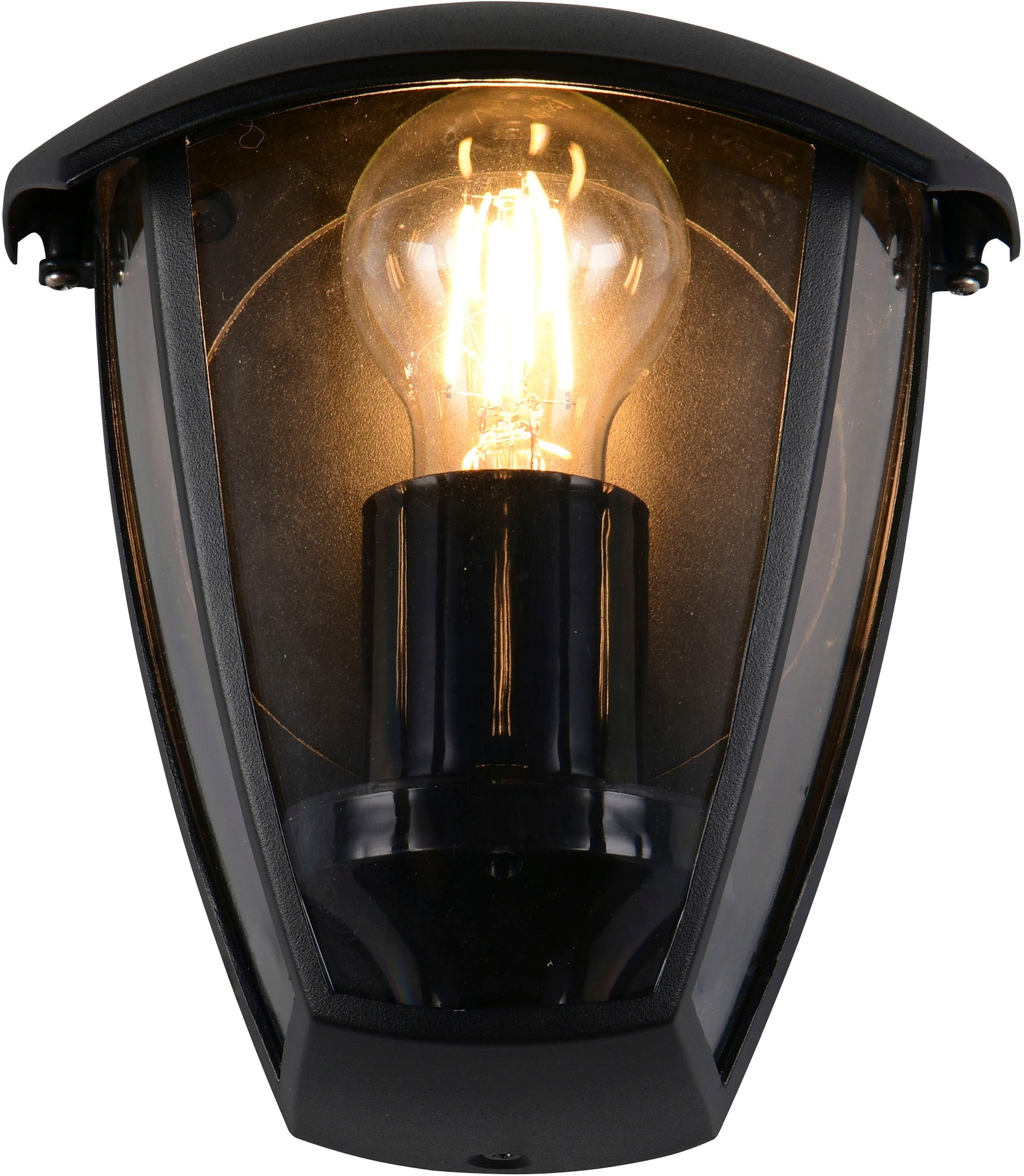 TRIO Leuchten Außen-Wandleuchte »VENTA, Outdoor Hauswand Fassadenbeleuchtung, exkl 1x E27 max 10W, IP44« E27 1 Stk. warmweiß - kaltweiß Wandlampe Garten Terrasse, Aluminium mit Kunststoff Schirm transparent