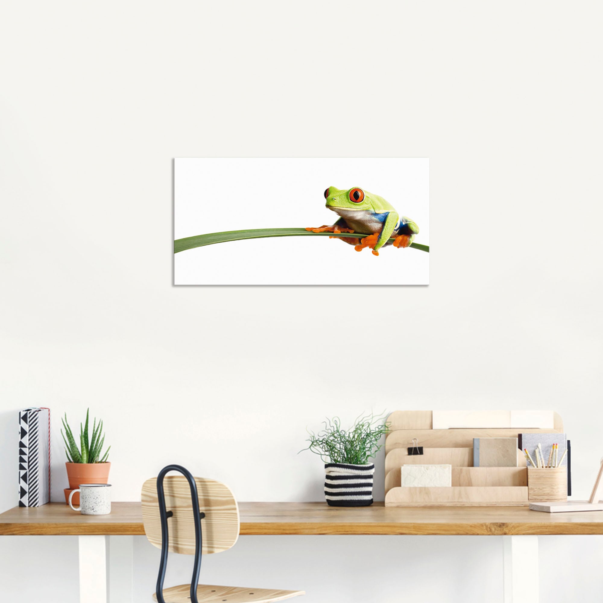 Artland Wandbild »Frosch auf einem Blatt«, Wassertiere, (1 St.), als Alubild, Outdoorbild, Leinwandbild, Poster, Wandaufkleber