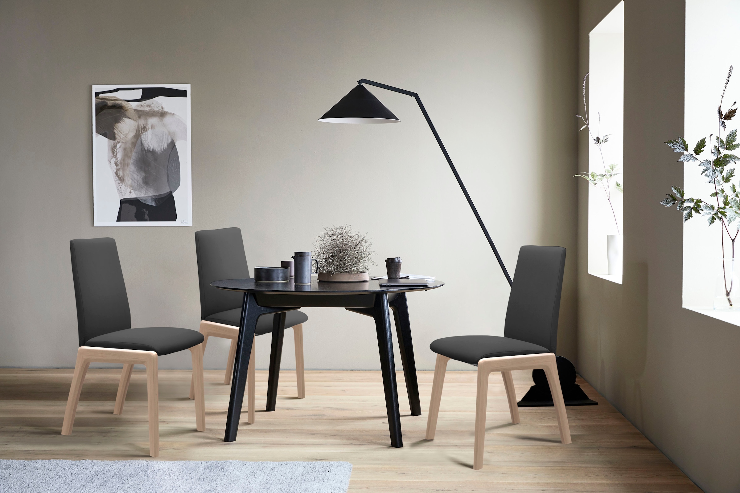 Stressless® Polsterstuhl »Laurel«, Microfaser DINAMICA, Low Back, Größe M, mit abgerundeten Beinen in Eiche gekalkt
