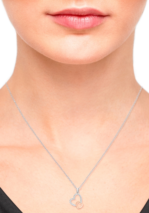 s.Oliver Kette mit Anhänger »Herzen, 2032831, 2032847«, mit Zirkonia (synth.)