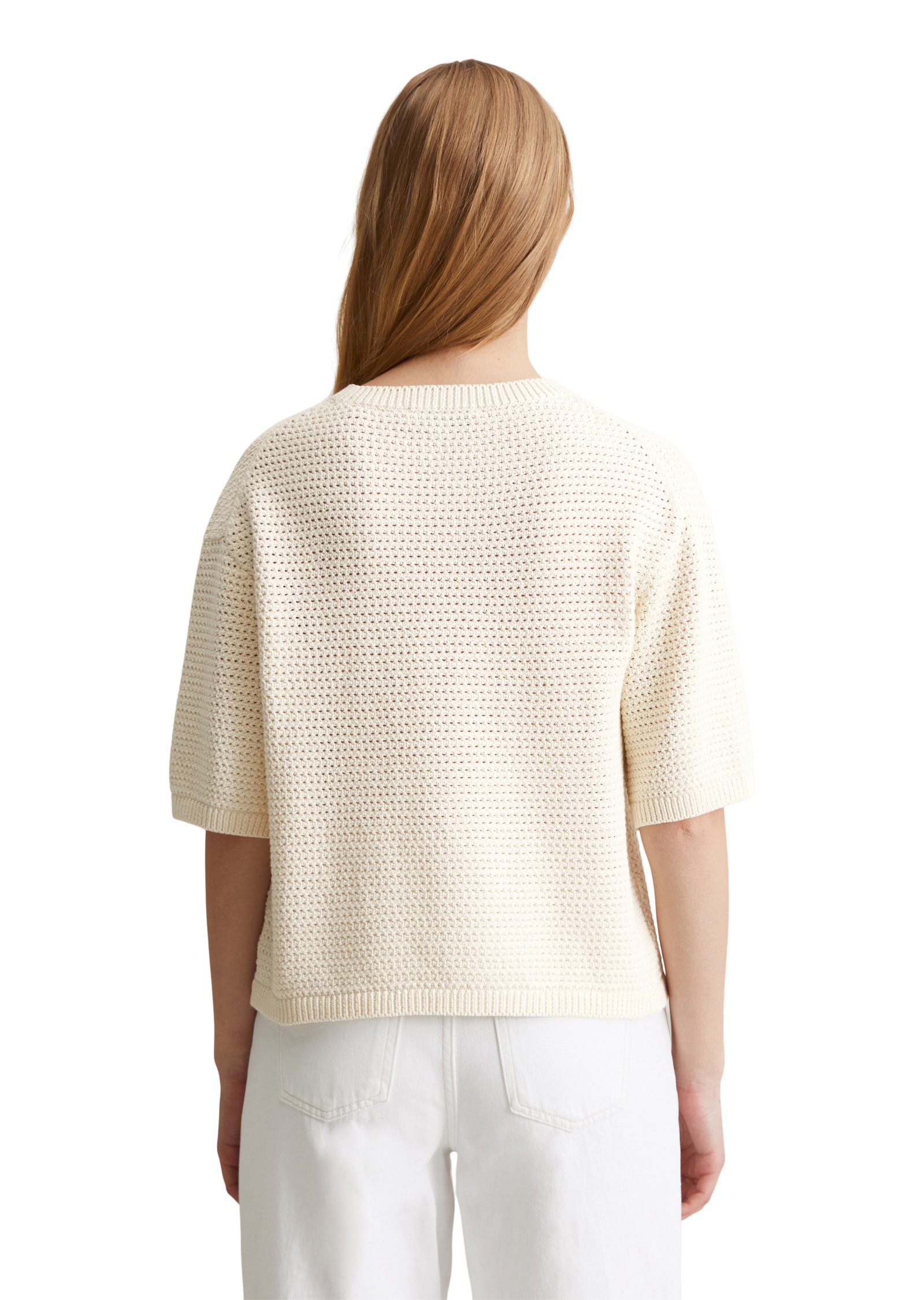 Marc O'Polo DENIM Strickpullover, In Häkel-Optik gestrickt, cropped