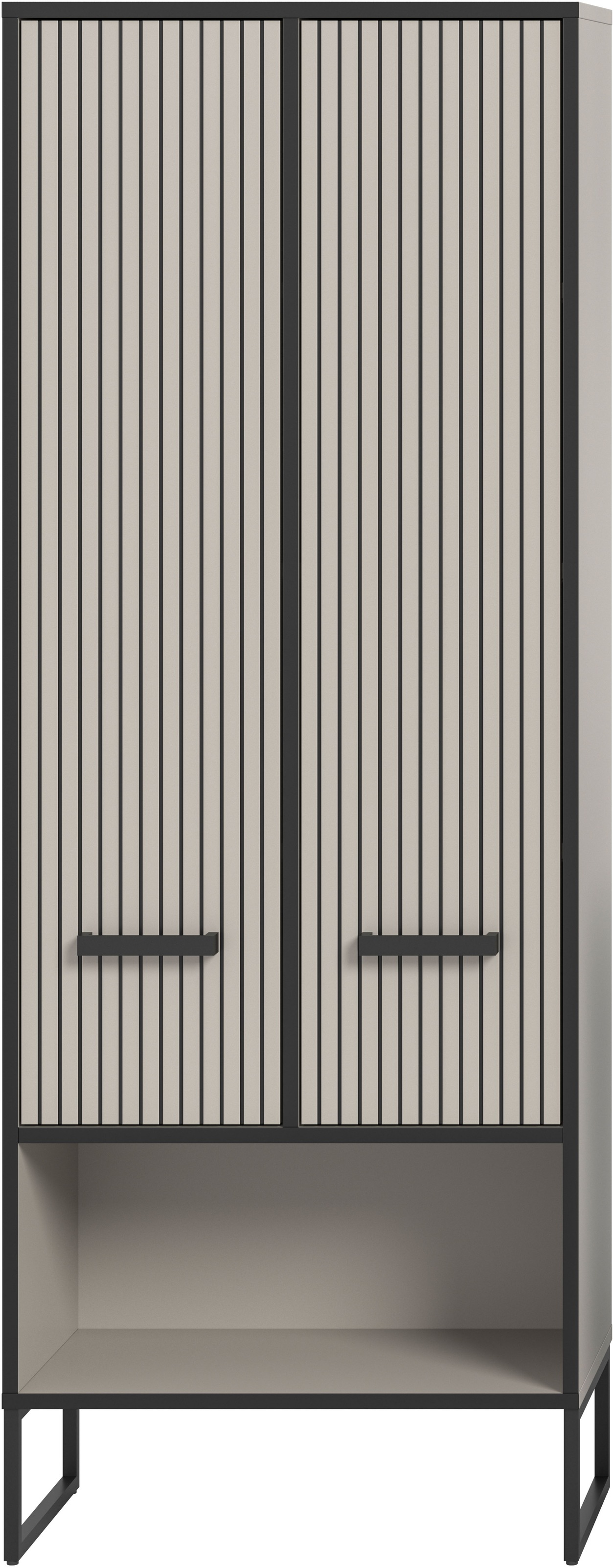 welltime Hochschrank »Locri, Höhe 159 cm, Rillenoptik, Metallkufen«, (1 St.), variable Einlegeböden, modernes Design, Badschrank, Bad