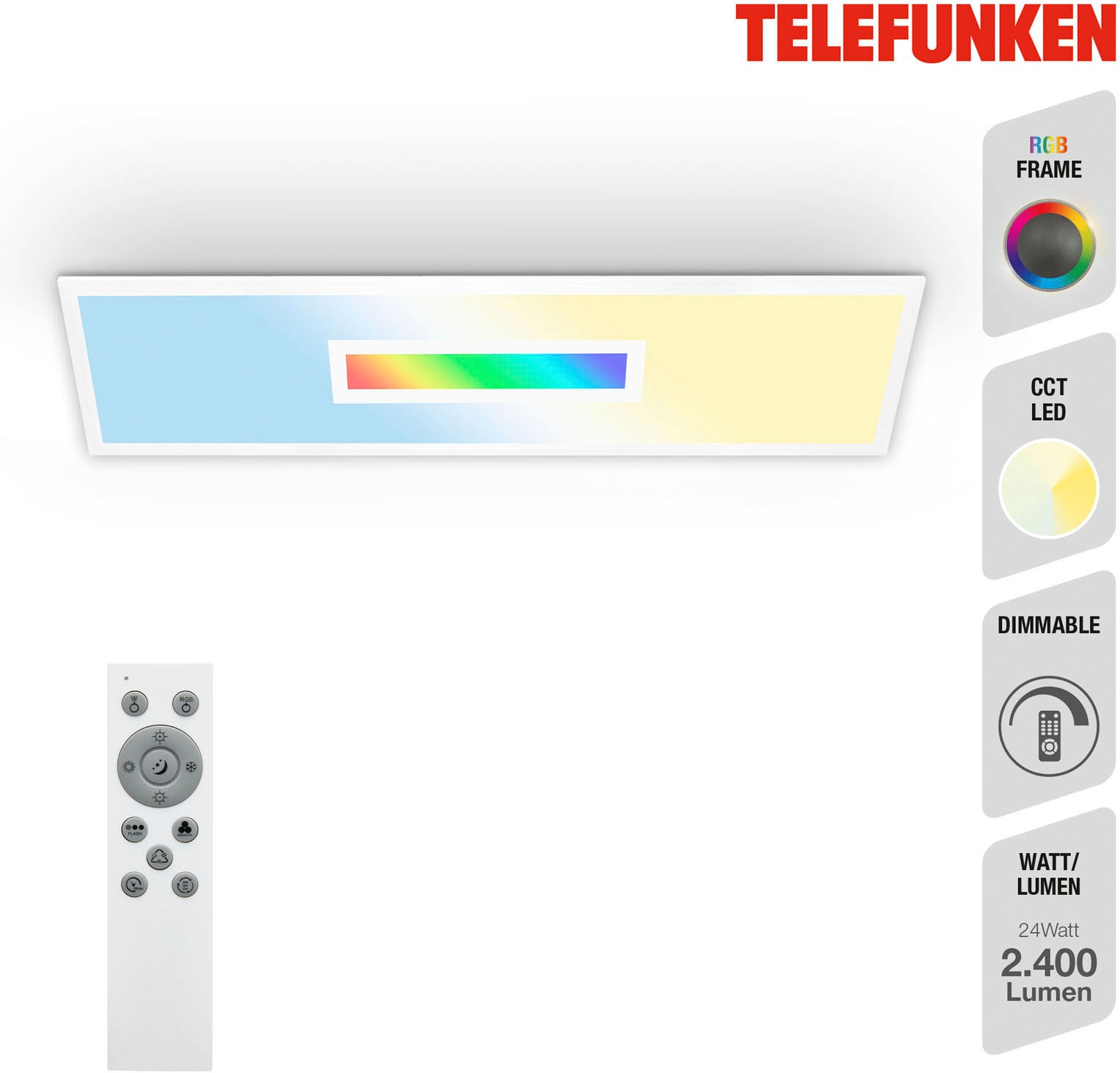 Telefunken LED Panel »319206TF CENTERLIGHT«, Leuchtmittel LED-Board | LED fest integriert, Deckenleuchte, Panel, CCT, RGB Beleuchtung, Centerlight