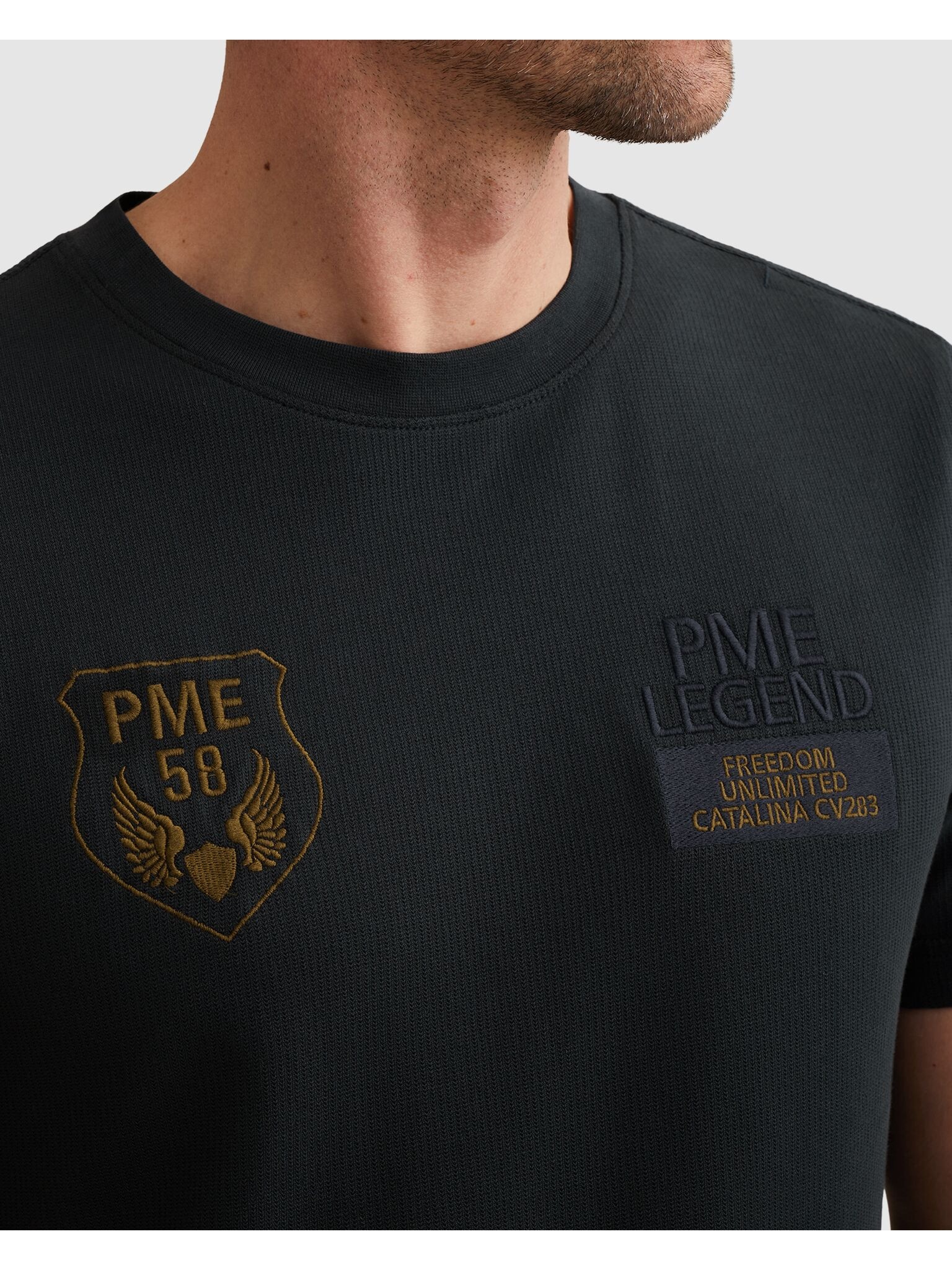 PME LEGEND T-Shirt »Short sleeve r-neck flat waffle jersey« mit Logo Prints