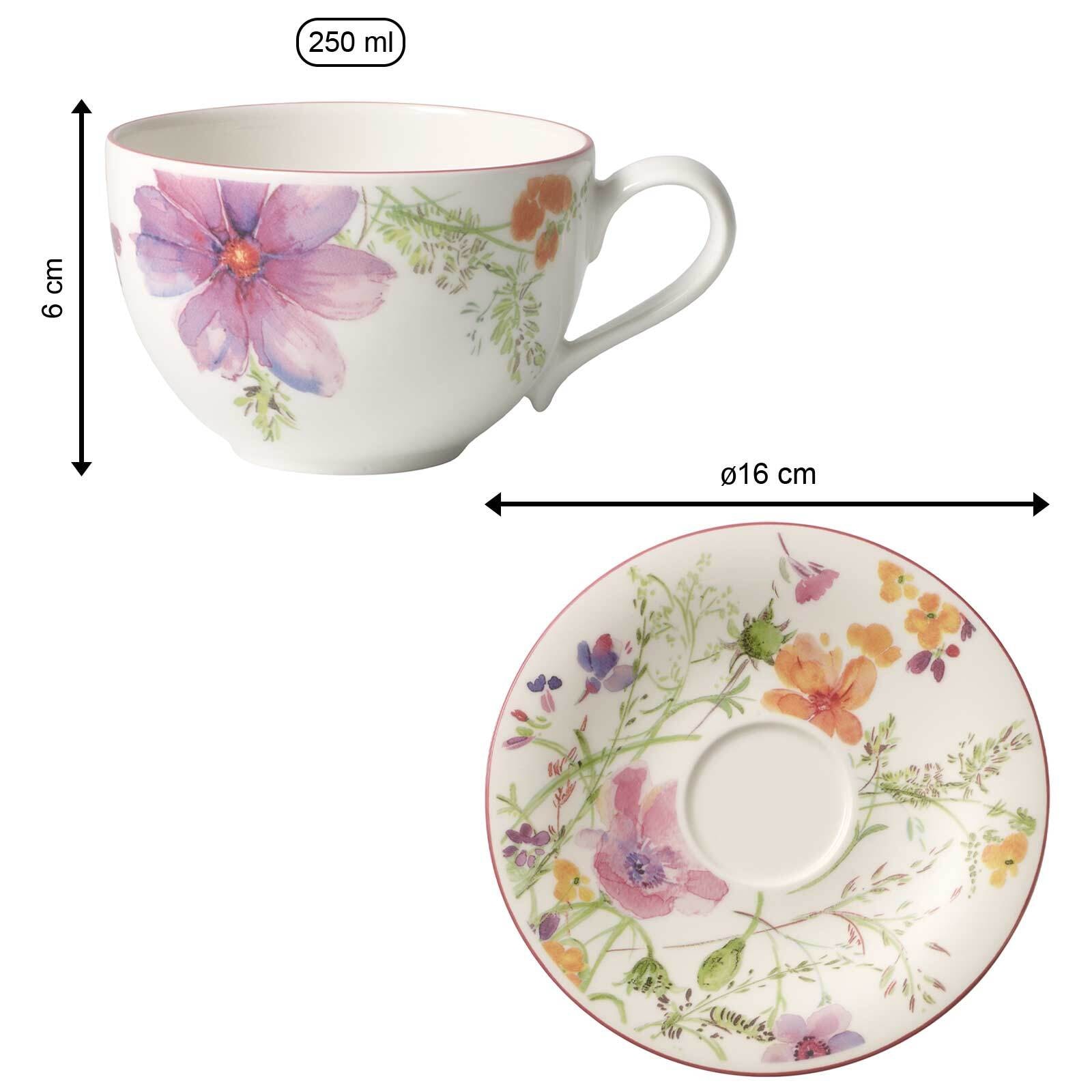 Villeroy & Boch Tasse »Kaffeetasse mit Untertasse Mariefleur Basic 250 ml bunt« Spülmaschinengeeignet, Mikrowellenfest