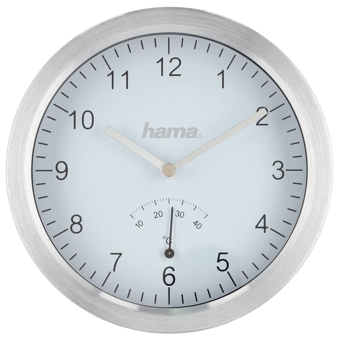Hama Badezimmeruhr mit Saugnäpfen und Aluminiumrahmen, Silber