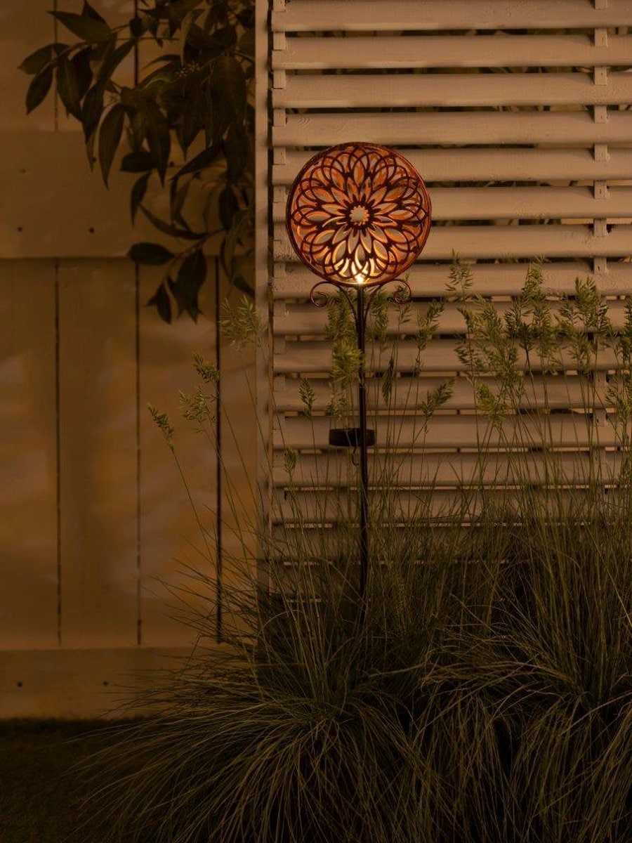 LUXFORM Gartenleuchte »Solar-Erdspieß-Gartenlampe - Mandala - 2 Stück«, Leuchtmittel LED-Modul | LED fest integriert, Dekoratives Gartenornament
