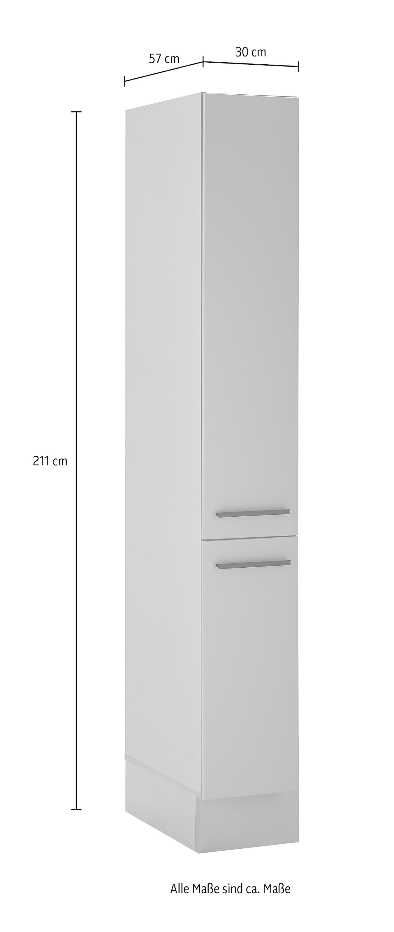 BASIC by Balculina Vorratsschrank »Denver, Küchenschrank BxHxT 30 x 211 x 57«, (1 St.), Breite 30cm, in grau matt/lancelot eiche