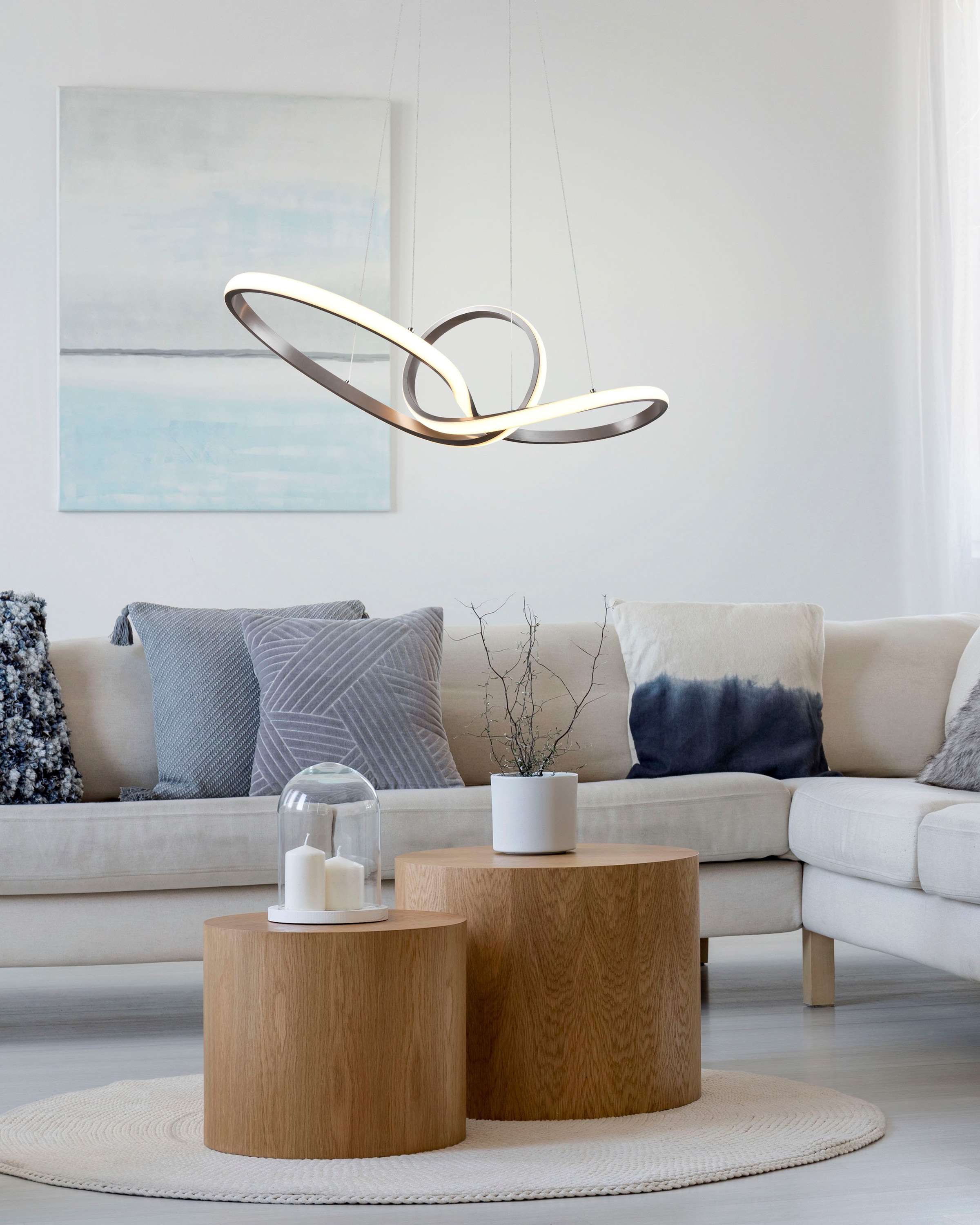 REALITY Leuchten LED Pendelleuchte »SANSA«, 1 flammig, Leuchtmittel LED-Modul | LED fest integriert, über Wandschalter dimmbar, 3000K, 3200 Lm, Abhängung 150cm