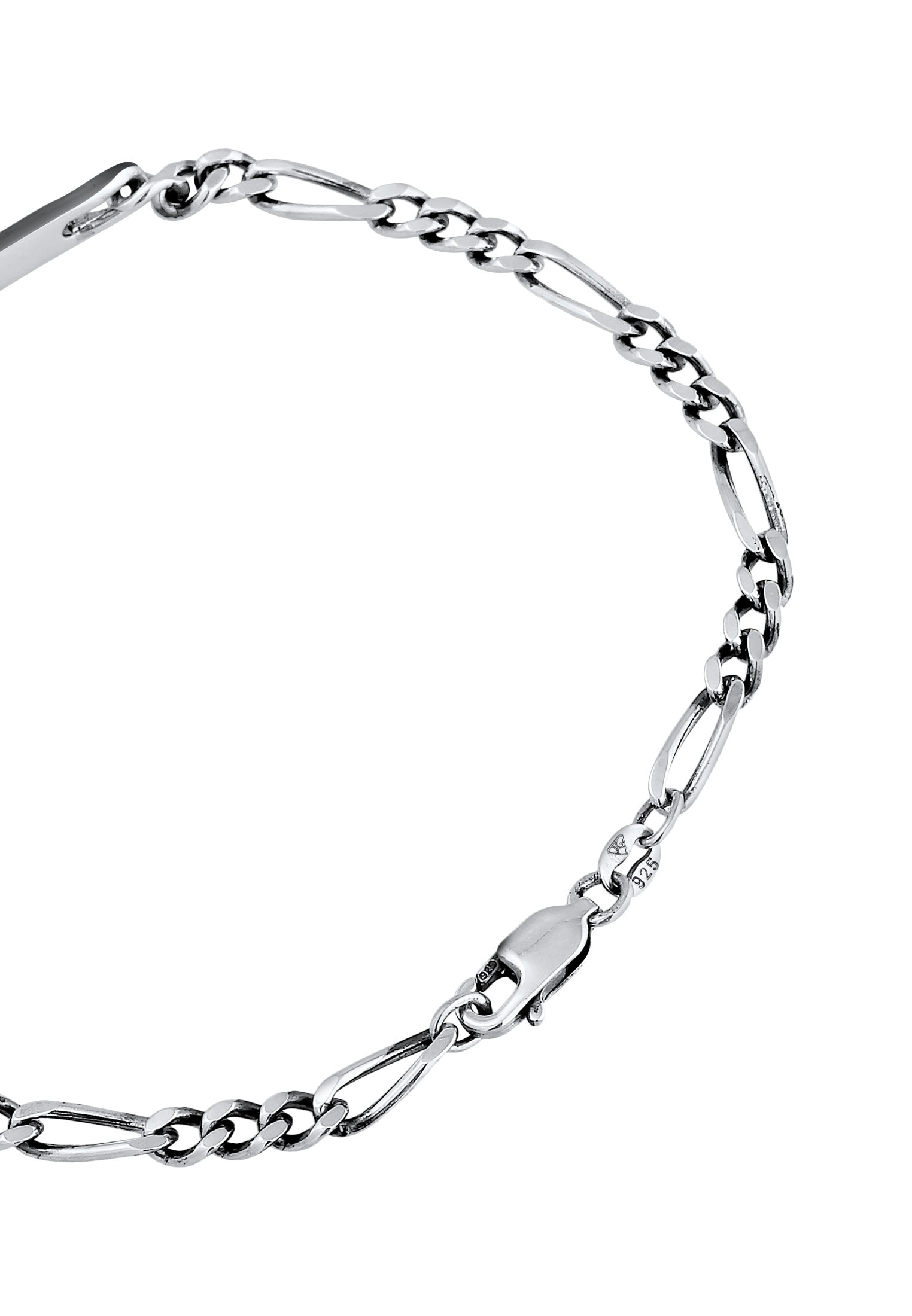 Kuzzoi Armkette »Armband Herren ID Platte Figaro Klassisch 925 Silber«