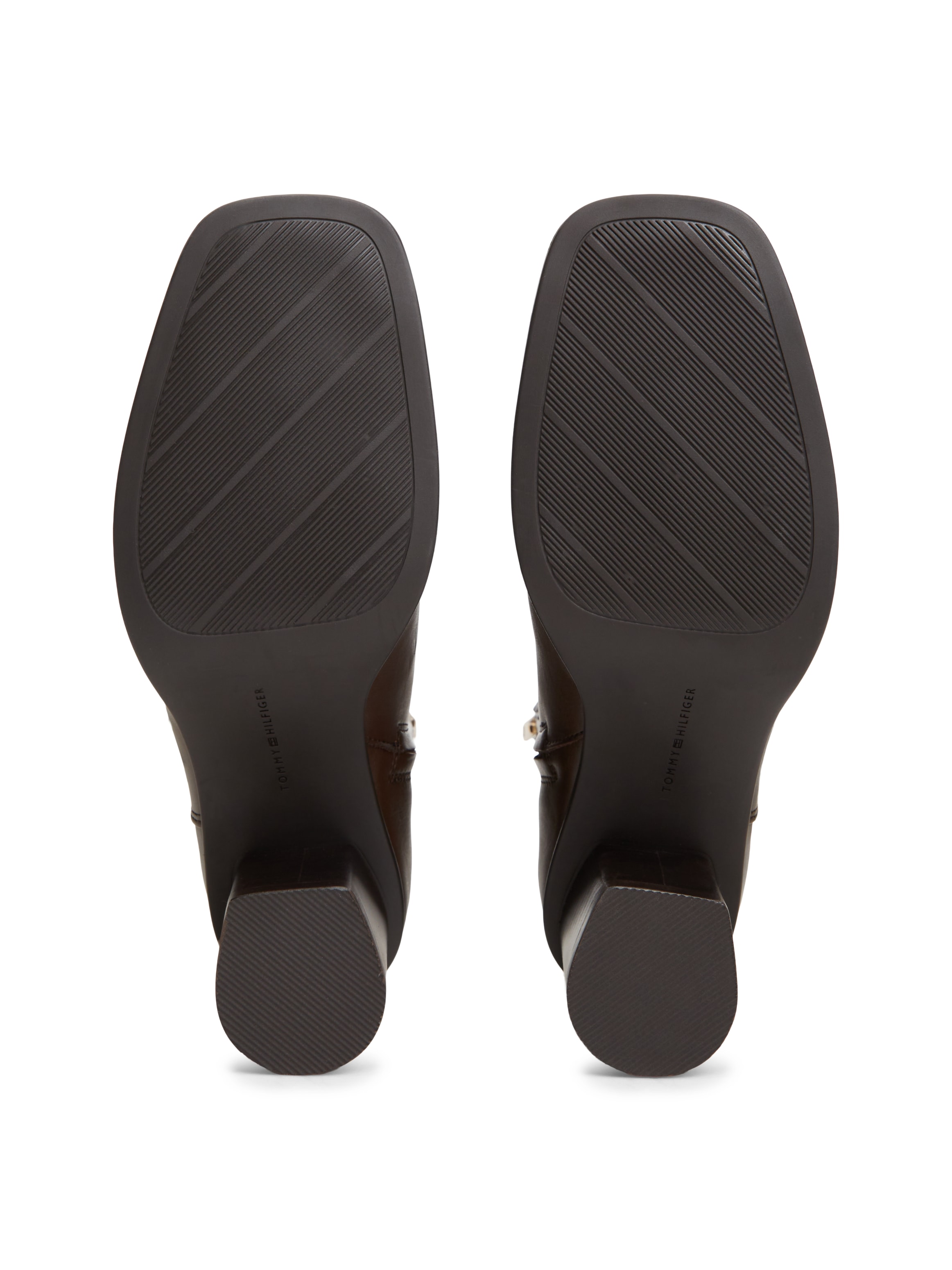 Tommy Hilfiger Stiefelette »TH STRAP LEATHER BLOCK HEEL BOOT«  Herbstschuh, Businessschuh mit goldfarbenem Schmuckelement