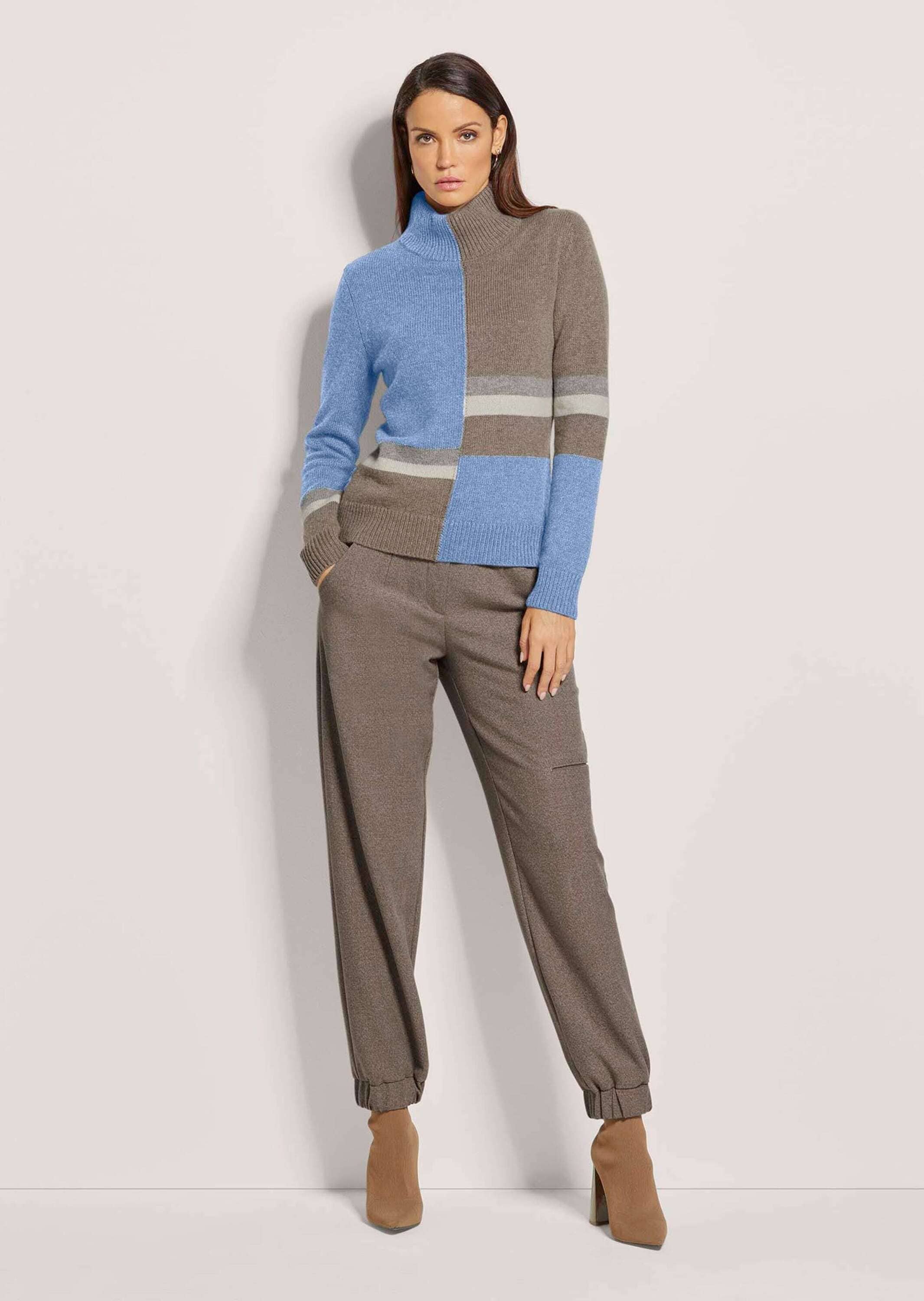 MADELEINE Longpullover »Pullover Stehkragen-Pullover mit Intarsien«