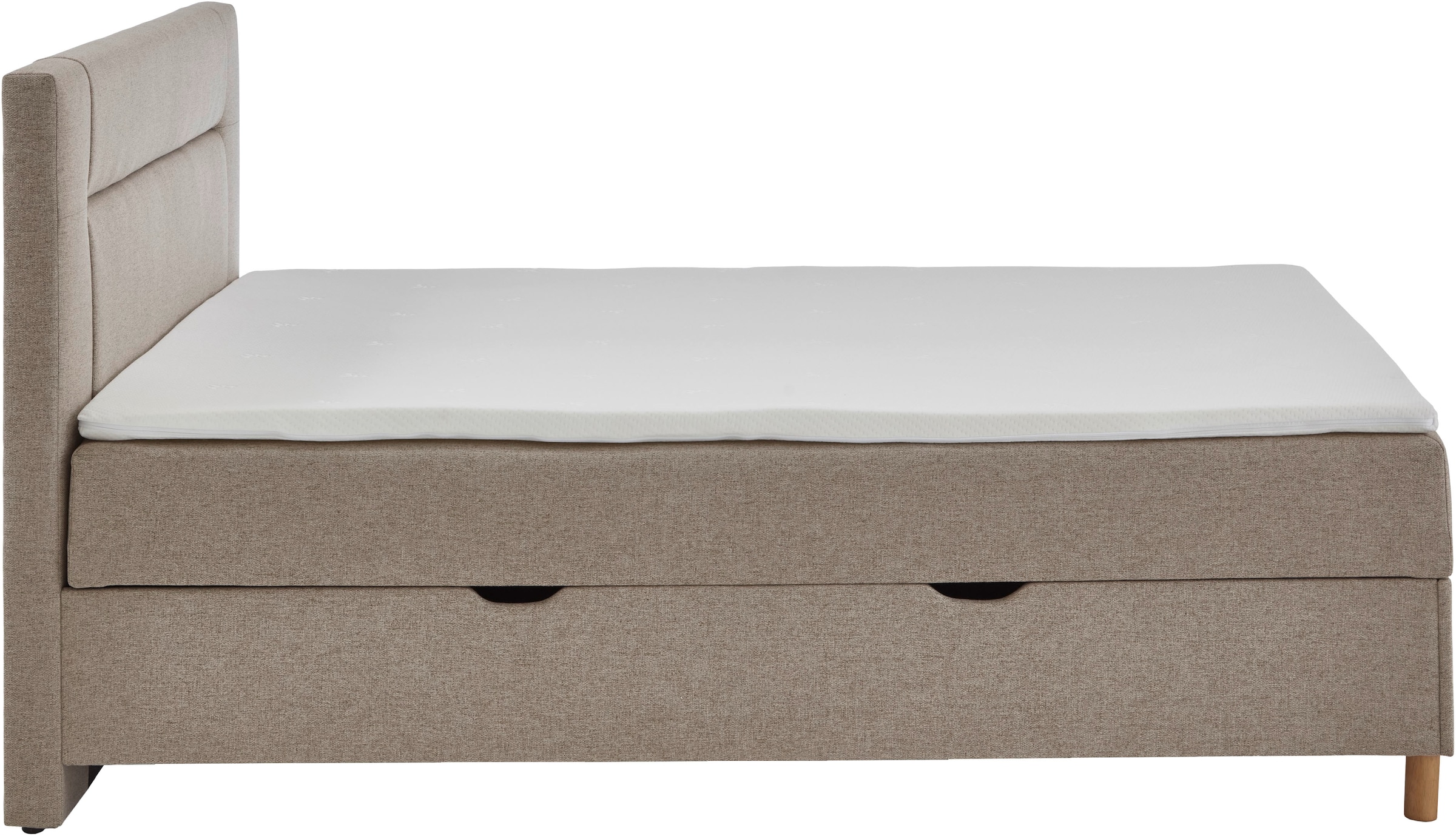 INOSIGN Boxbett »Escalon II, Boxbett mit Bettkasten, inklusive Topper«, Bett erhältlich in den Breiten 120x200cm und 180x200cm, mit Holzfüßen
