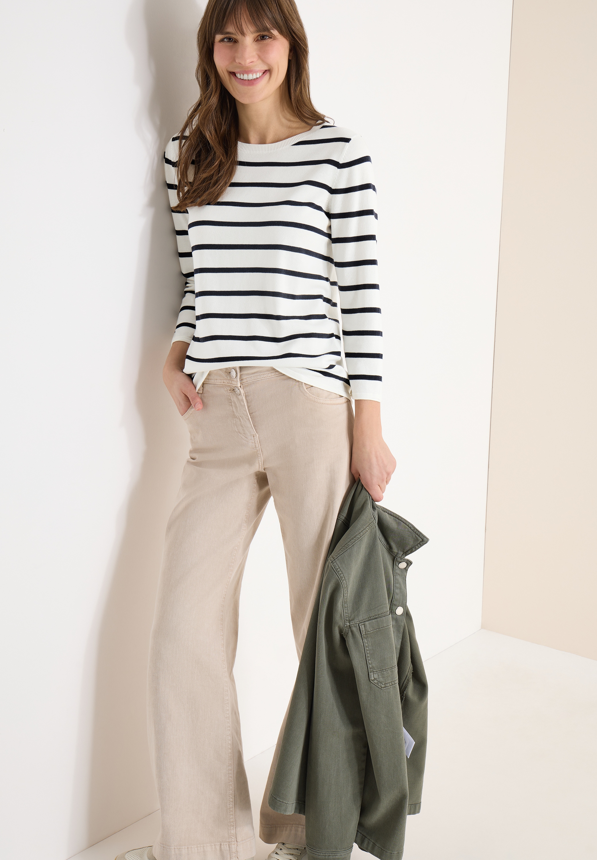 Cecil Strickpullover im Streifen-Look, 3/4-Arm