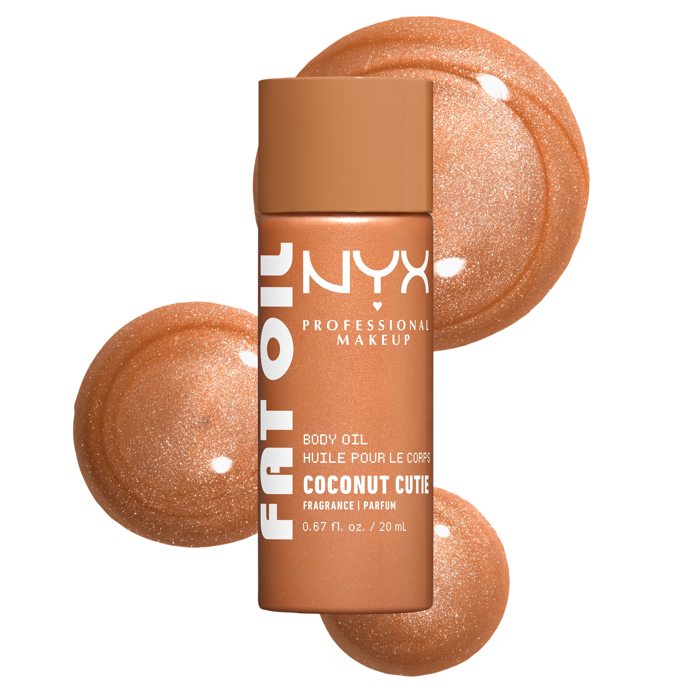 NYX PROFESSIONAL MAKEUP Körperöl »FAT OIL BODY OIL COCONUT CUTIE« für strahlenden Glow am Körper, duftet nach Kokosnuss