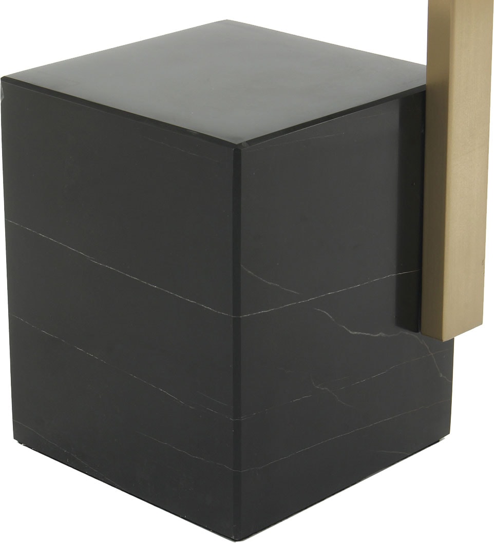 Kayoom Beistelltisch »Oscar 225, Passender Marmorfuß in kantigem Design«, (1 St.), Eckiger Marmorfuß, eckige Ablagefläche und Gestell aus Edelstahl