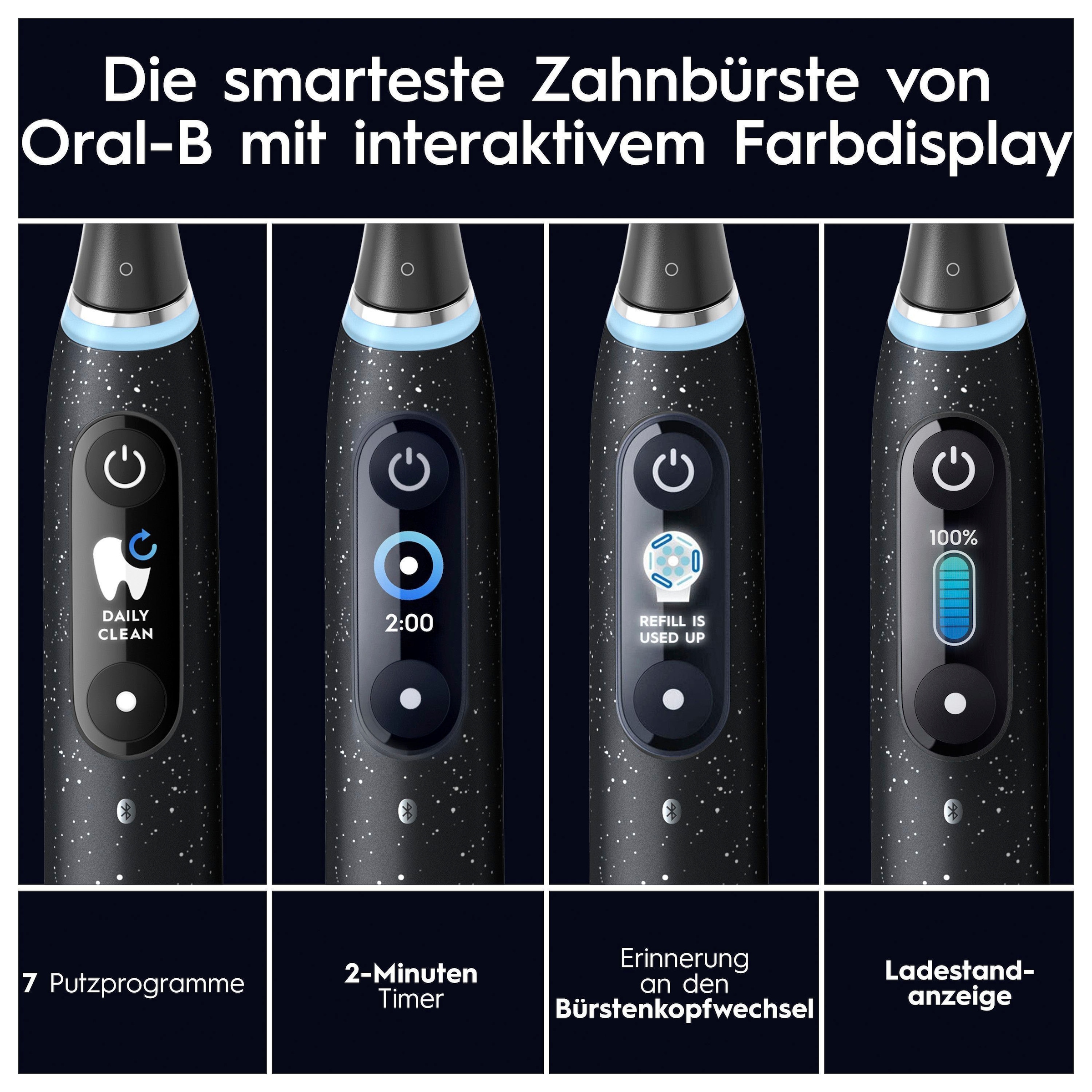 Oral-B Elektrische Zahnbürste »iO 10«, 5 St. Aufsteckbürsten, Magnet-Technologie, iOsense, 7 Putzmodi, Farbdisplay & Lade-Reiseetui