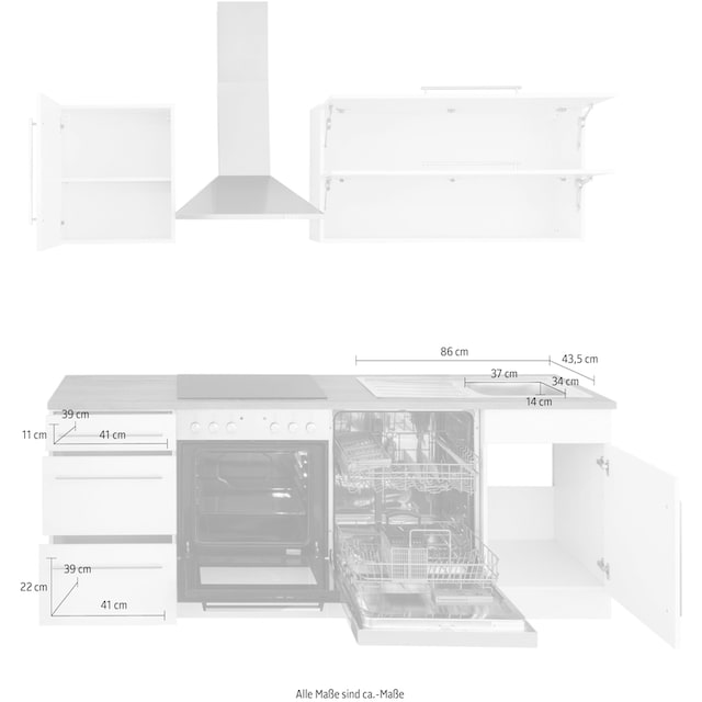 HELD MÖBEL Küchenzeile »Samos«, ohne E-Geräte, Breite 220 cm im OTTO Online  Shop