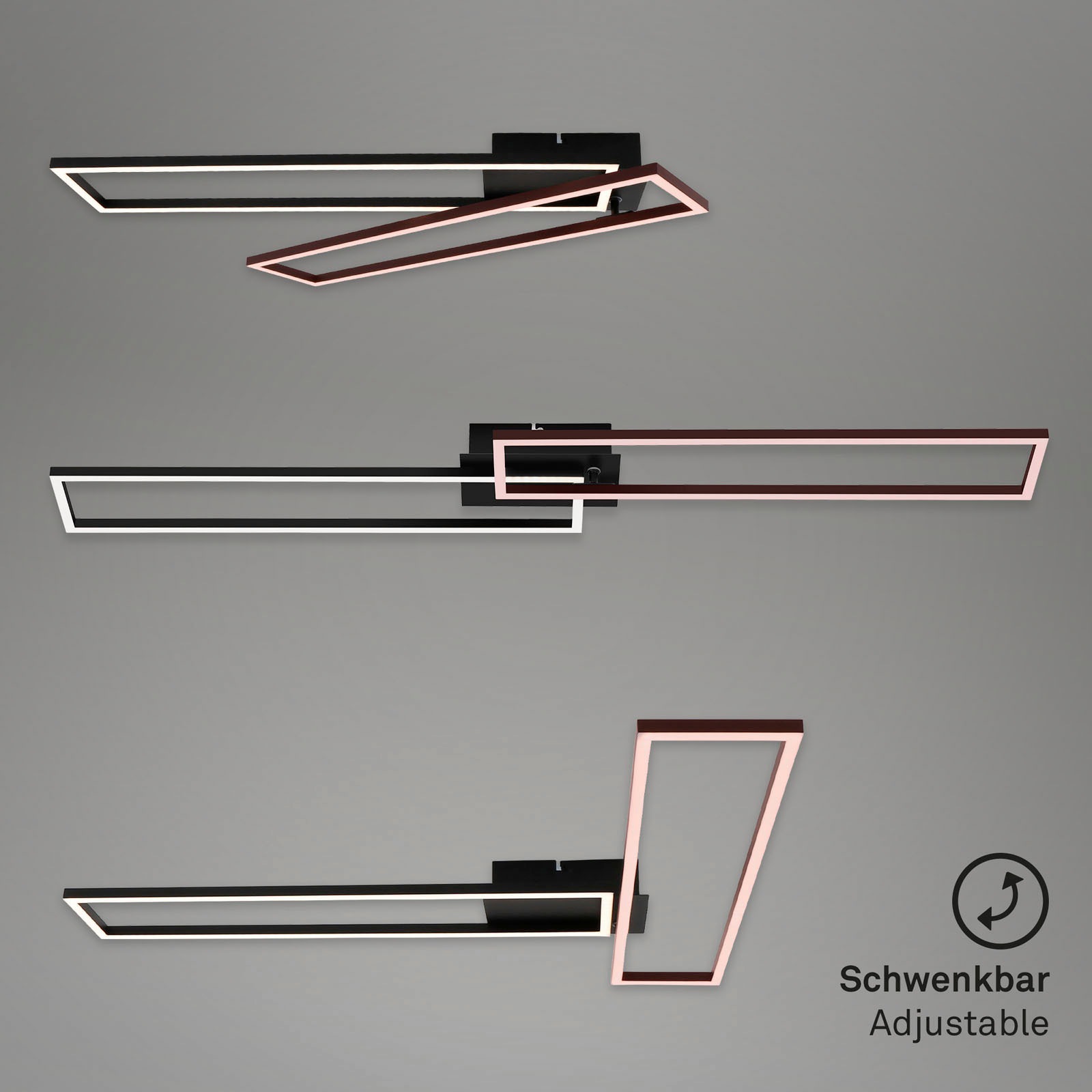 Briloner Leuchten LED Deckenleuchte »3145015 FRAME«, Leuchtmittel LED-Board | LED fest integriert, Deckenlampe, 110x24,8x7,8cm, Schwarz, 40W, Wohnzimmer, Schlafzimmer