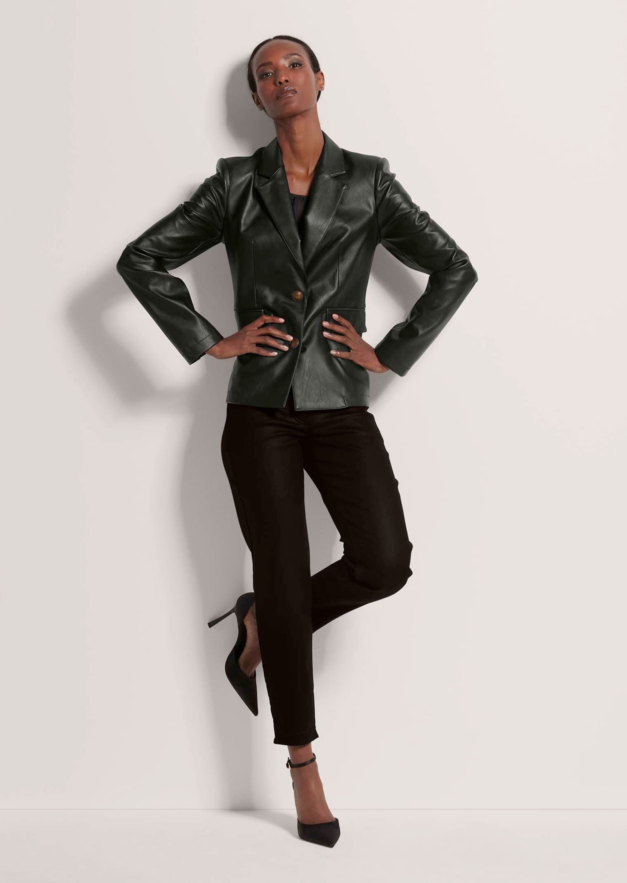 MADELEINE Jackenblazer »Lederblazer Blazer aus Leder-Imitat«