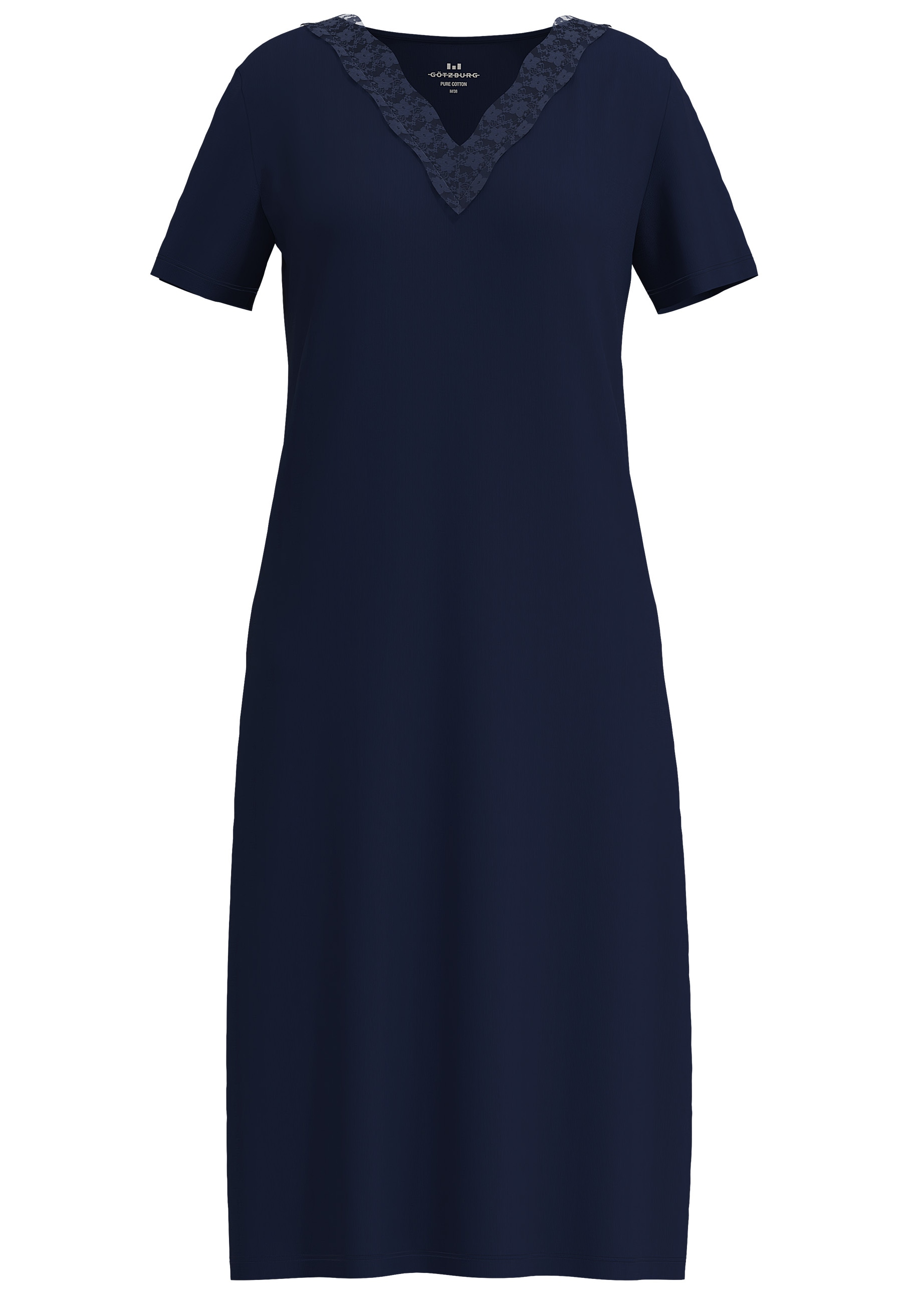 GÖTZBURG Nachthemd lang, Kurzarm, V-Ausschnitt, Baumwollmix