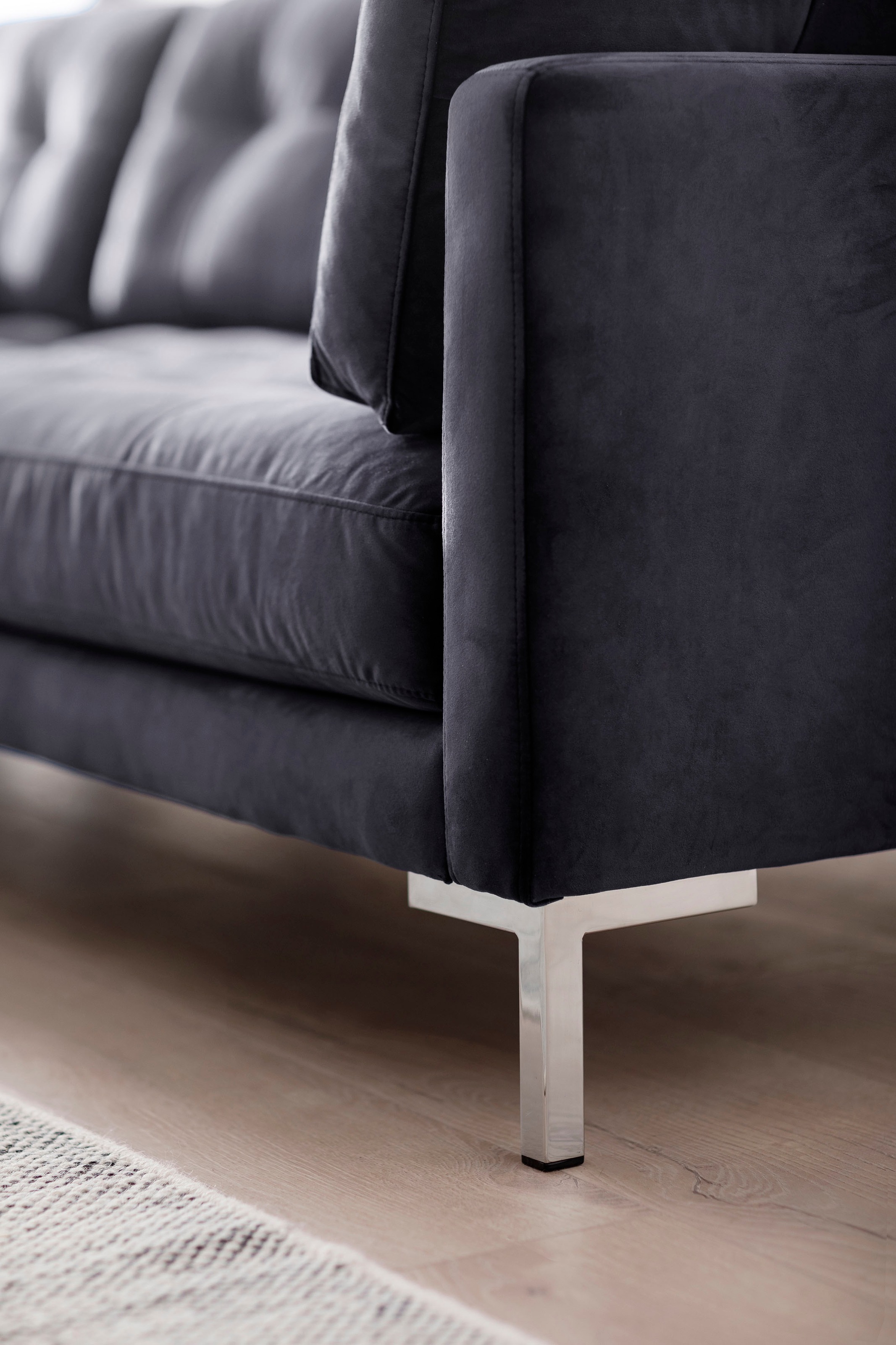 Trends by HG Ecksofa »Landau L-Form«, in Cord-Stoff mit Metallfuß
