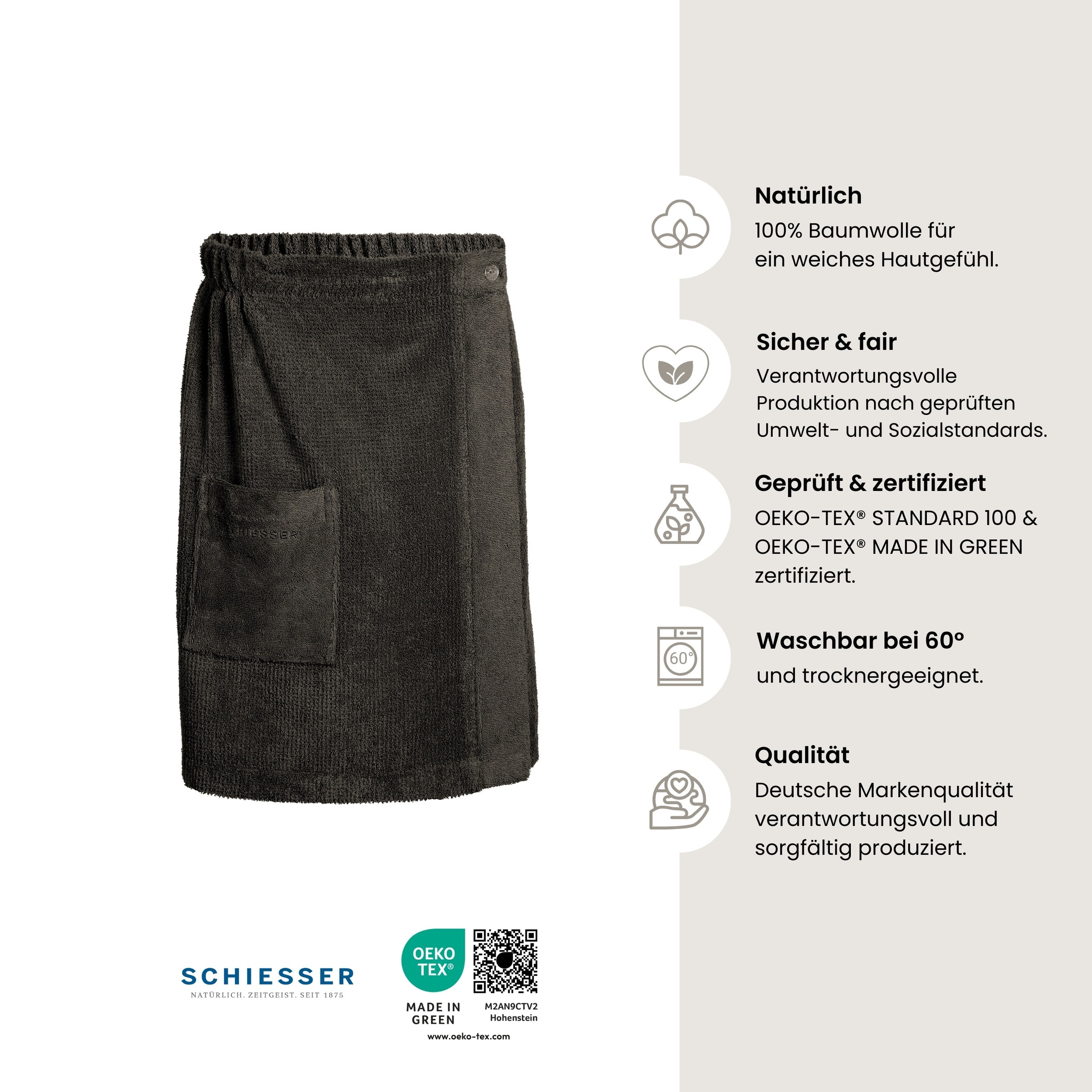 Schiesser Sarong »Saunakilt Turin für Herren in angesagter Reiskornoptik«